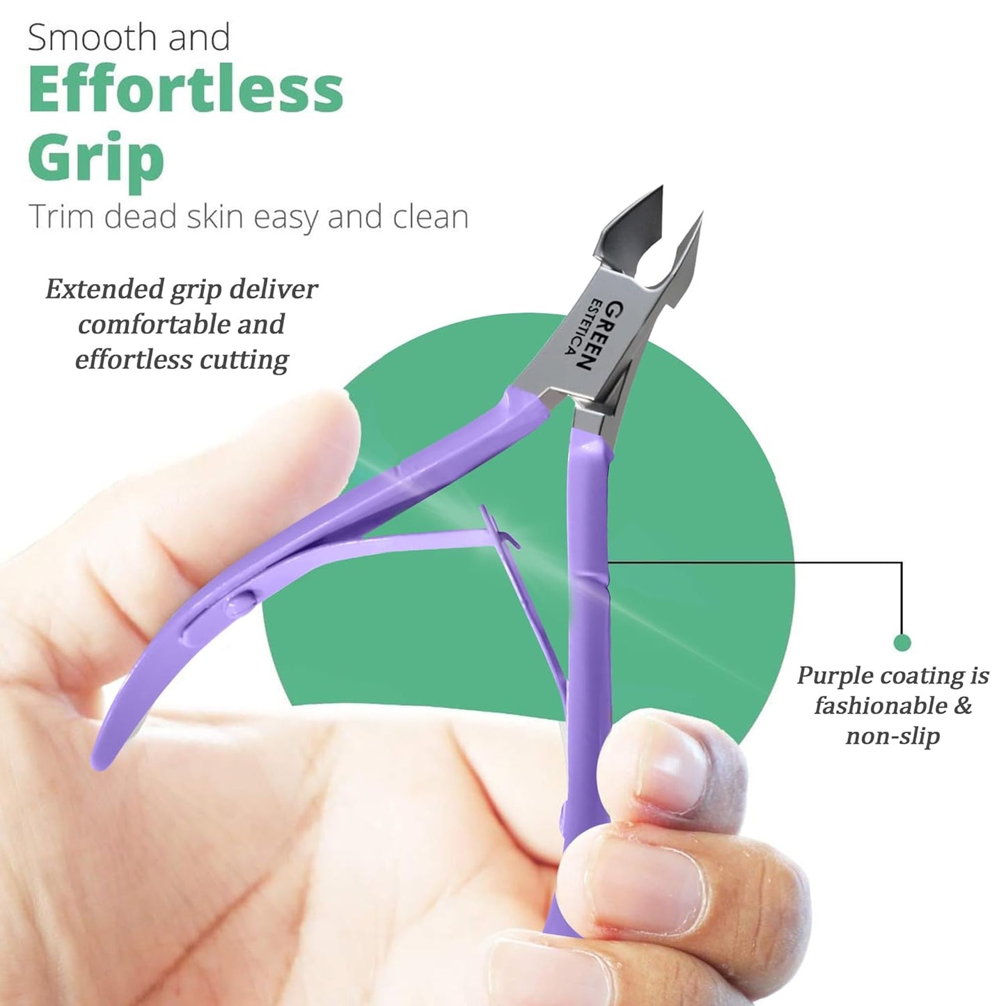 Professional Cuticle Trimmer Nail Cuticle Cutter Stainless Steel Cuticle Nippers with Sharp Blades of Cuticle Clippers Manicure Tools with Double Spring for Nail Care Pedicure Nail Tools (Purple)