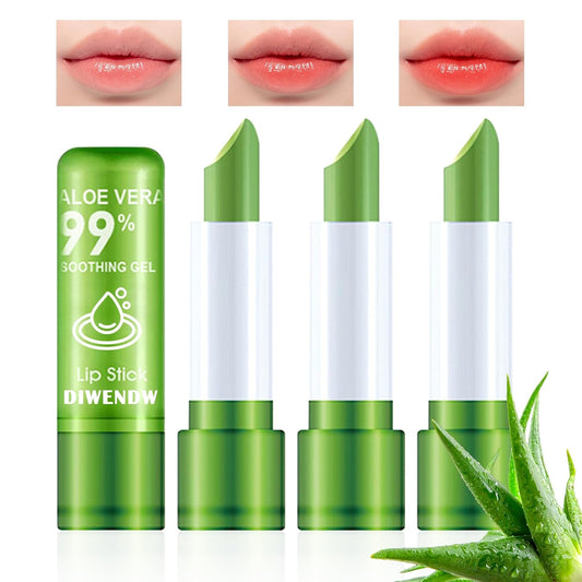 4PCS Aloe Vera Color Changing Lipstick,Temperature Color Change Lip Gloss Makeup Set,Waterproof Long Lasting Aloe Vera Tinted Lip Balm Moisturizer,Moisturizing PH Mood Magic Lipstick for Women
