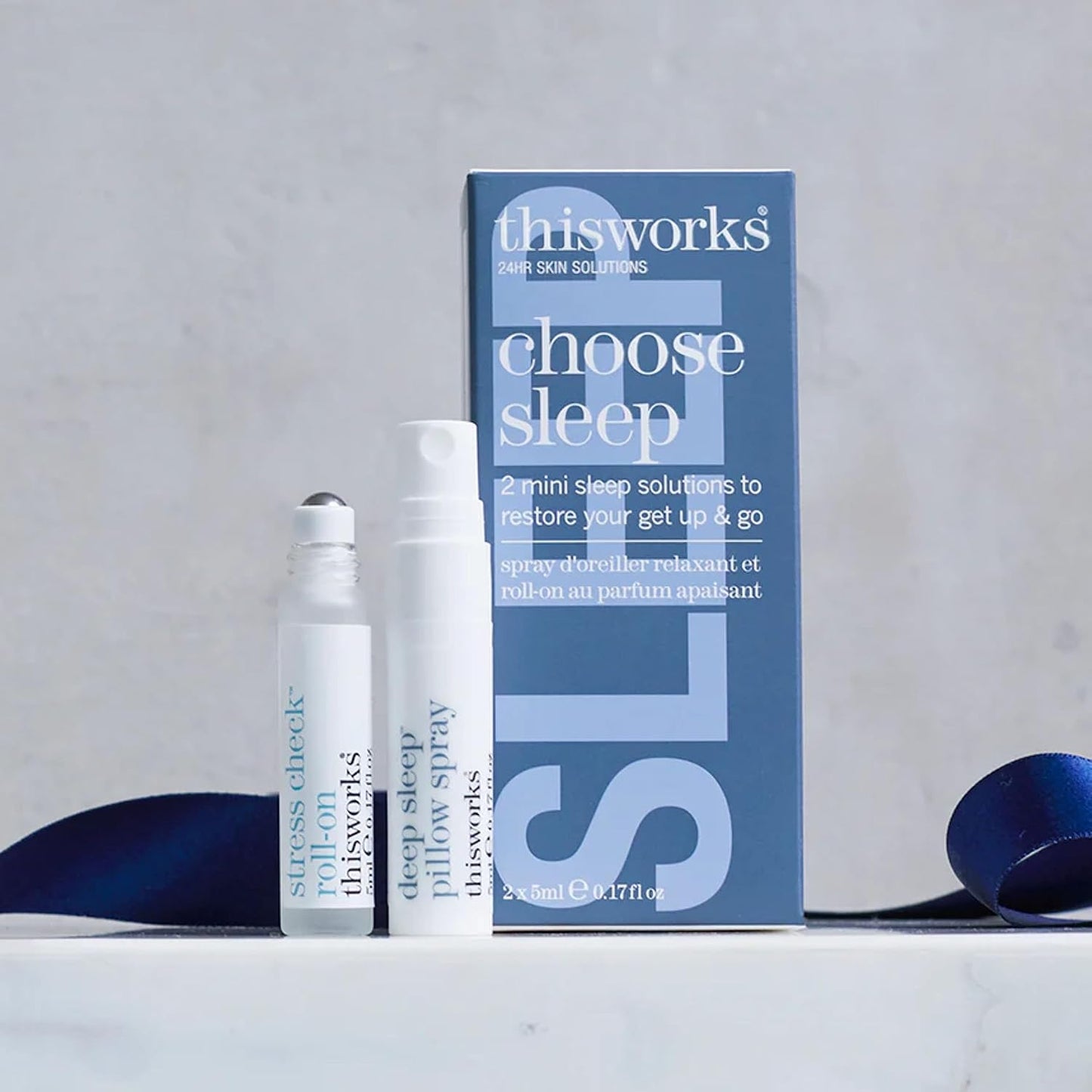 thisworks Choose Sleep Travel Kit, The Deep Sleep Pillow Mini Spray and Aromatherapeutic Roller Ball Infused with Eucalyptus, Frankincense & Lavender Essential Oils, 2x5ml