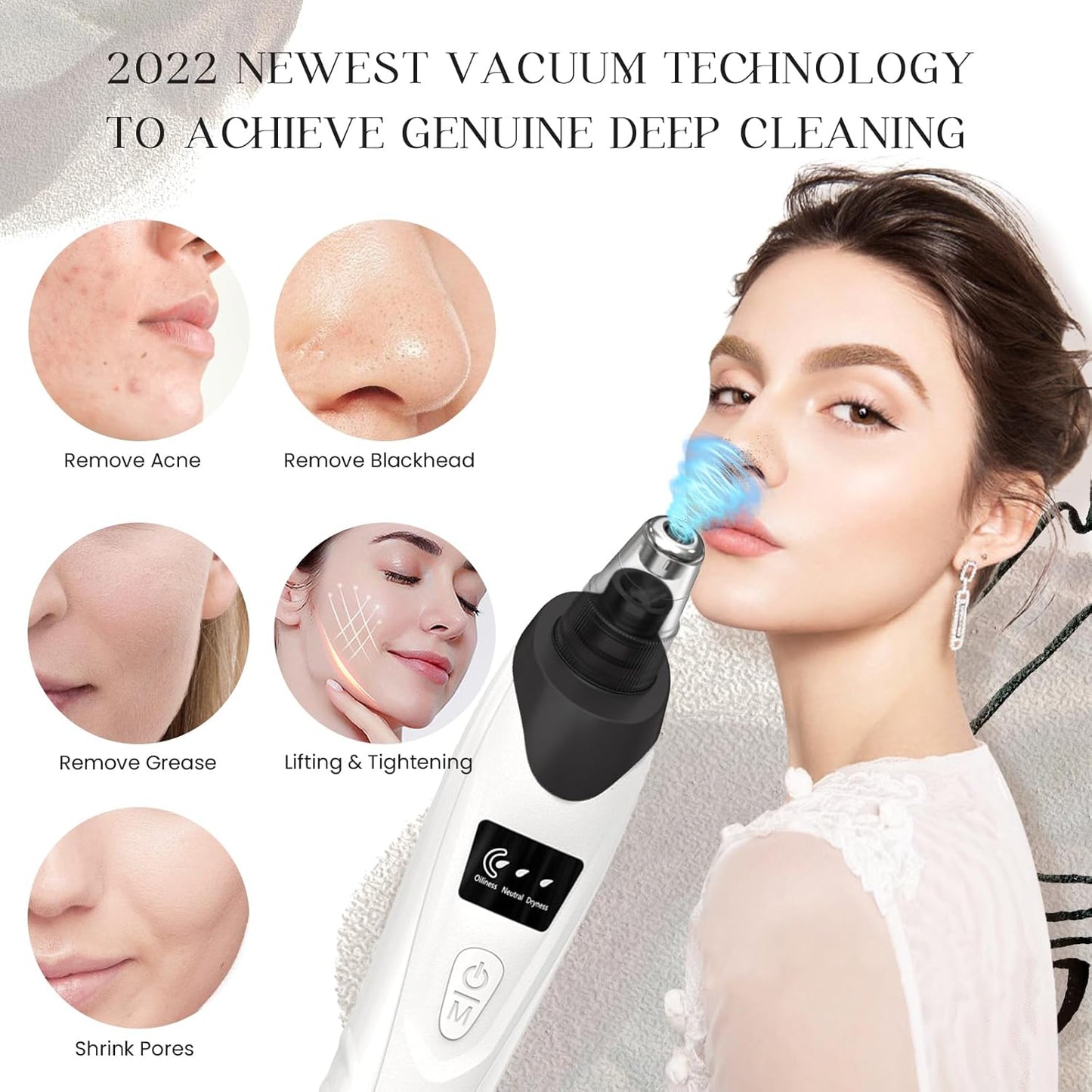 2025 Blackhead Remover Pore Vacuum,Facial Pore Cleaner-5 Suction Power,5 Probes,USB Rechargeable Blackhead Vacuum Kit Electric Acne Extractor Tool for Adult