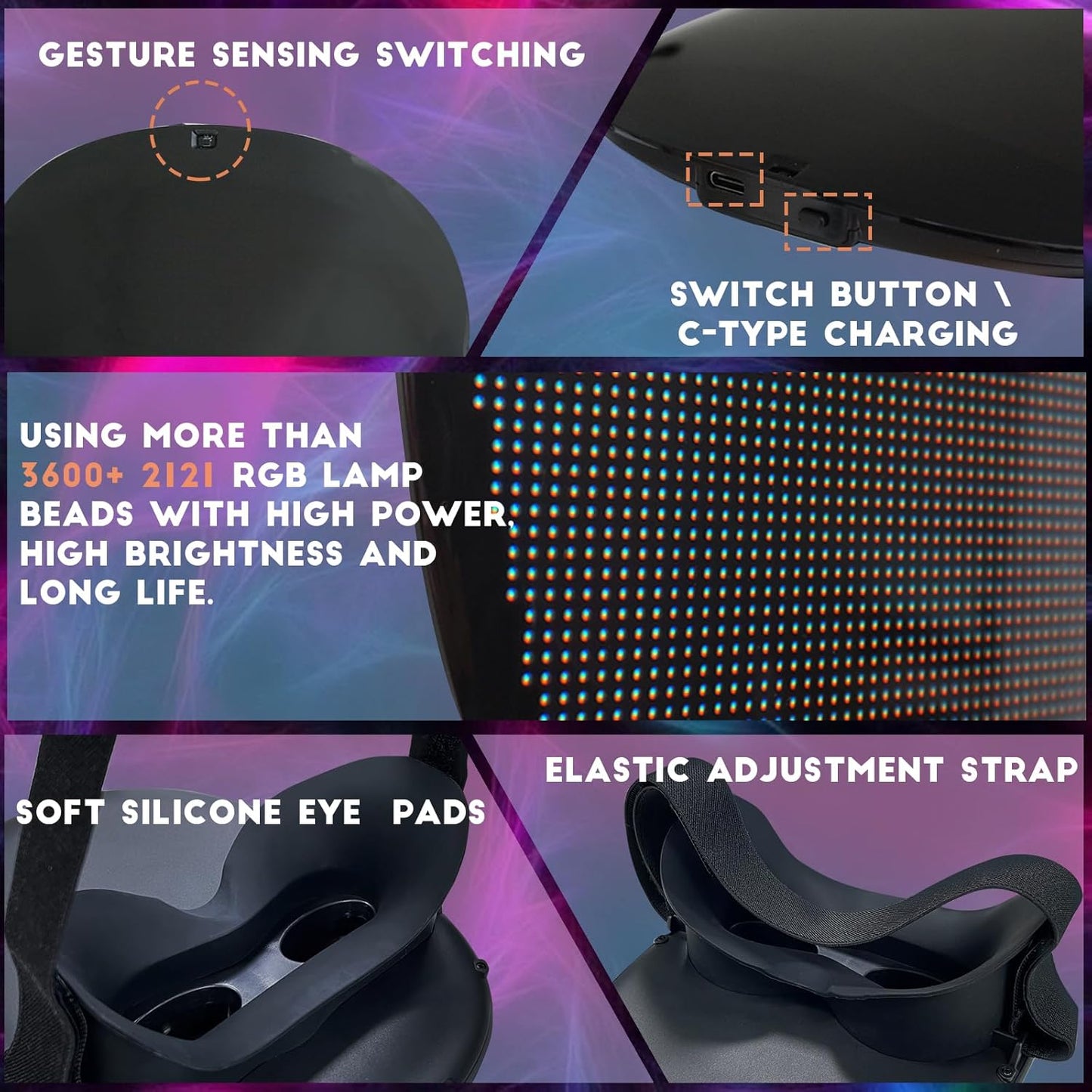 Led Mask with Gesture Sensing,Light up mask for Kids/Men/Women LED Halloween Mask for Costume Cosplay Party