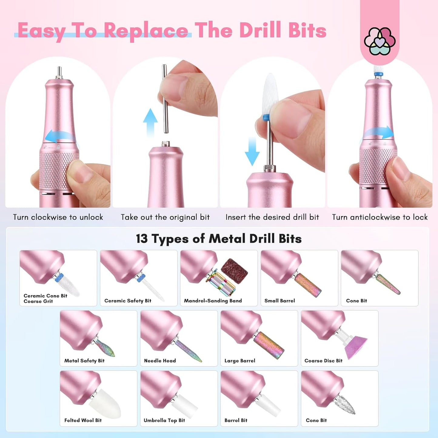 SAVILAND Portable Nail Drill Professional: 40000 RPM Upgrad E File 2024 Digital Pro Electric Cordless Fast Remover Anti-Shaking | Manicurist Nail Salon Superior Compactible for Acrylic Nails