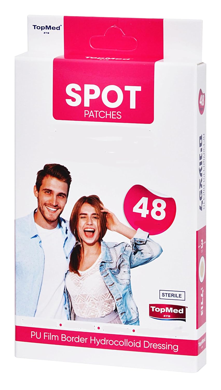 TOPMED Spot Patches PU film Border Hydrocolloid Patch for Covering Zits Acne Pimple Spot Stickers for Face 48 Count