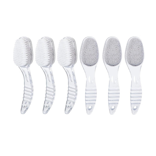 6 Pcs Foot Pumice Stone Brush Calluses Remover, Ooloveminso Large Foot Scrubber Foot File with Handle 2 in 1 Suitable for Horniness Foot Spa, Foot Care Smooth Skin (Transparent)