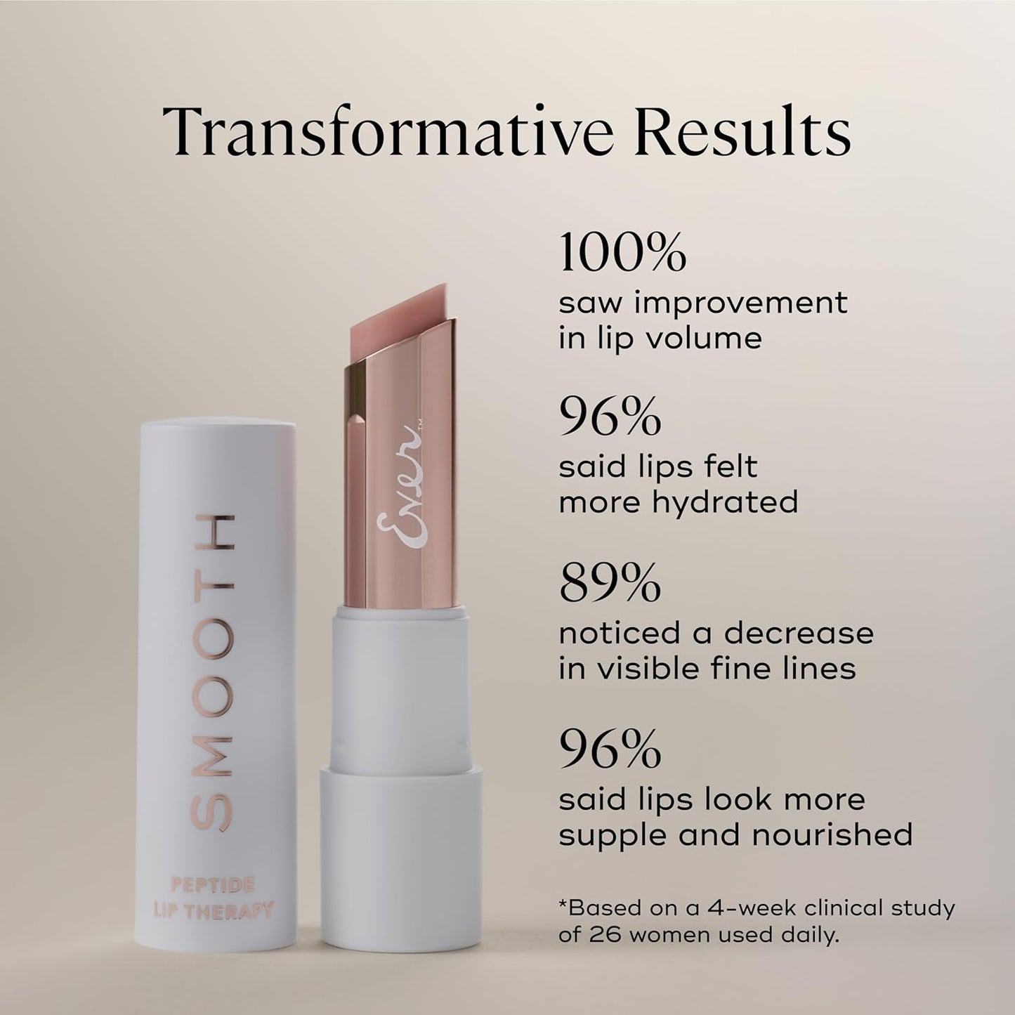 EVER SMOOTH Peptide Lip Therapy Collagen Balm with Coconut, Argan, Camellia Oils - Pretty Pink