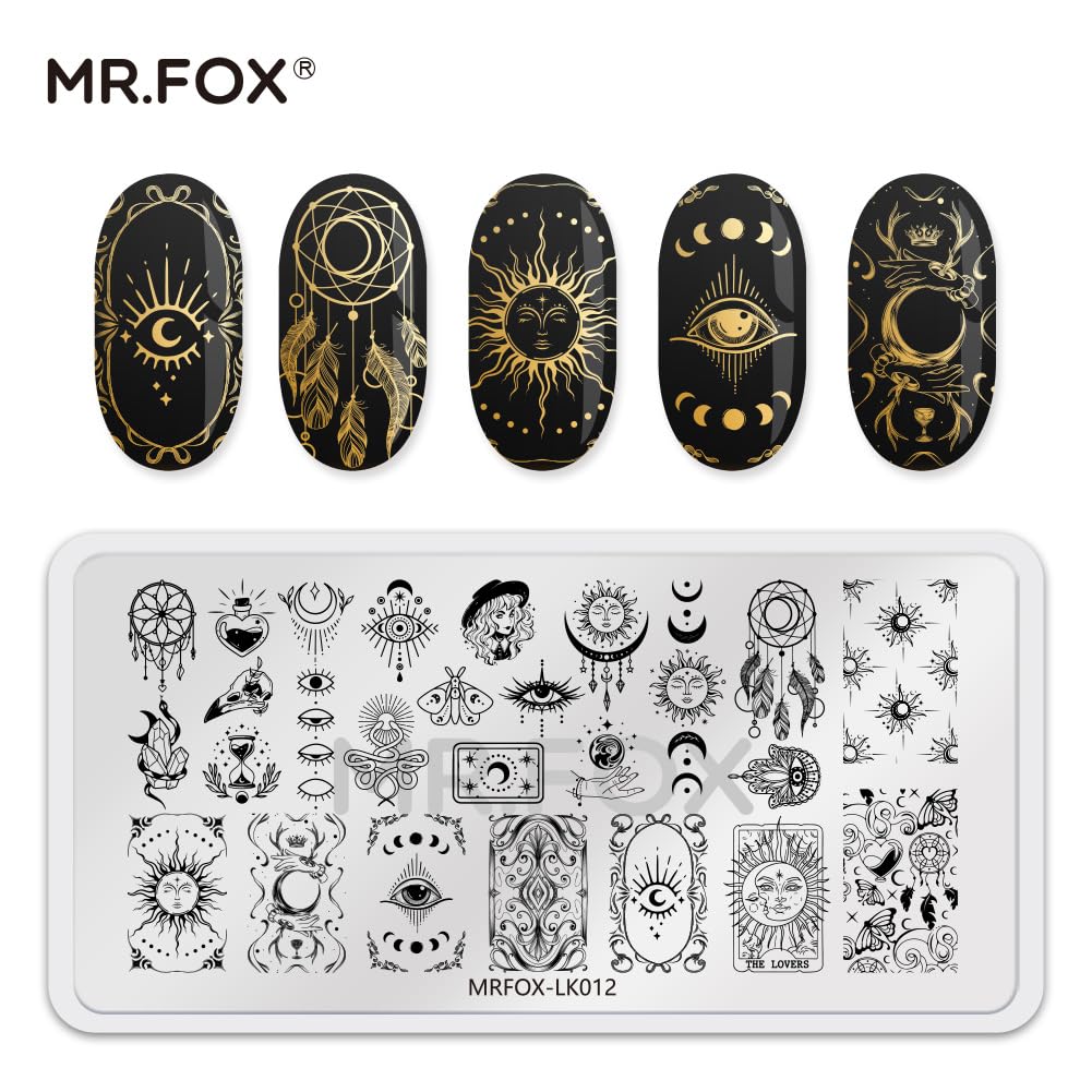 5 Pcs Nail Plates Stamping Set Starry Star Moon Esoteric Elements Nail Art DIY Stamping Template