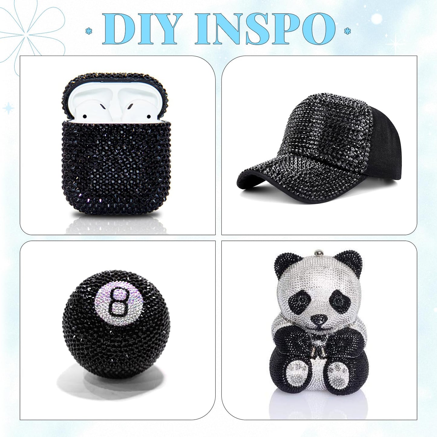 6000Pcs Resin Rhinestones for Bedazzling with 3Pcs B7000 Jewelry Glue, 1 Box Black Flatback Rhinestones for Crafting Crafts DIY, Crystals Gems for Clothing Shoes Tumblers Nail Art Makeup