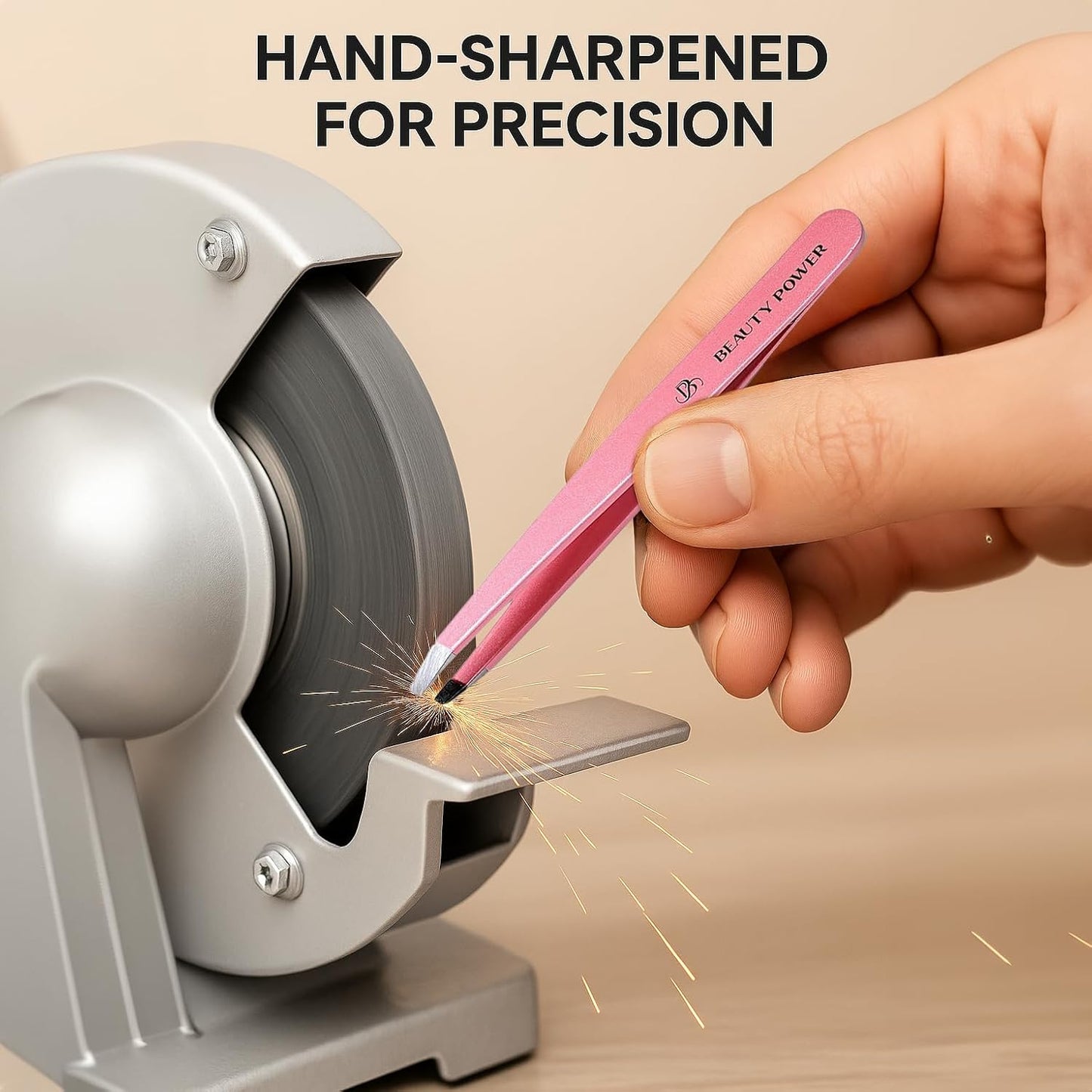 Slant Tip Precision Tweezers - Stainless Steel Eyebrow Tweezers for Women & Men - Precision Tweezers for Facial Hair, Ingrown Hair & Brow Shaping - Professional Beauty Tool (Pink)