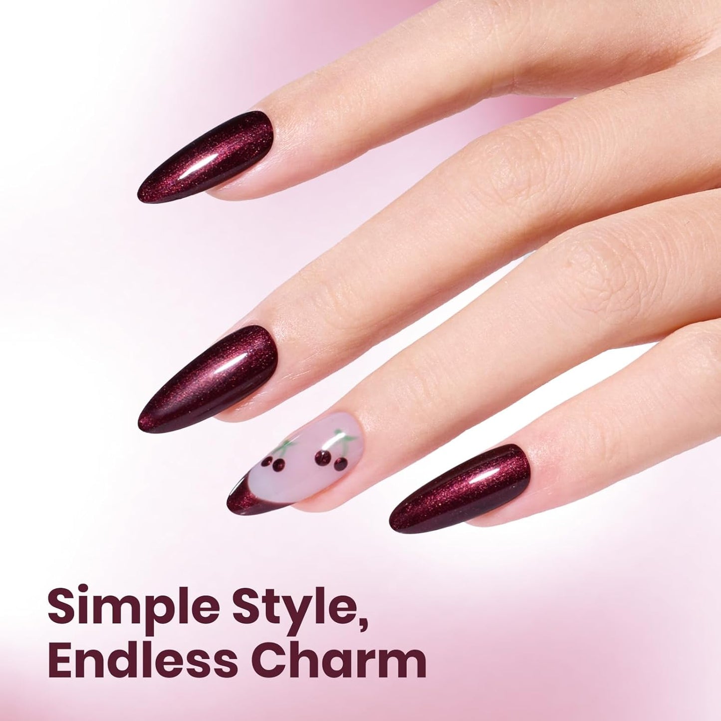 beetles Burgundy Glitter Gel Polish - Cherry Mocha Red Wine Color Gel, 15ML Polish Soak Off UV LED Nail Art Starter Manicure Salon DIY at Home