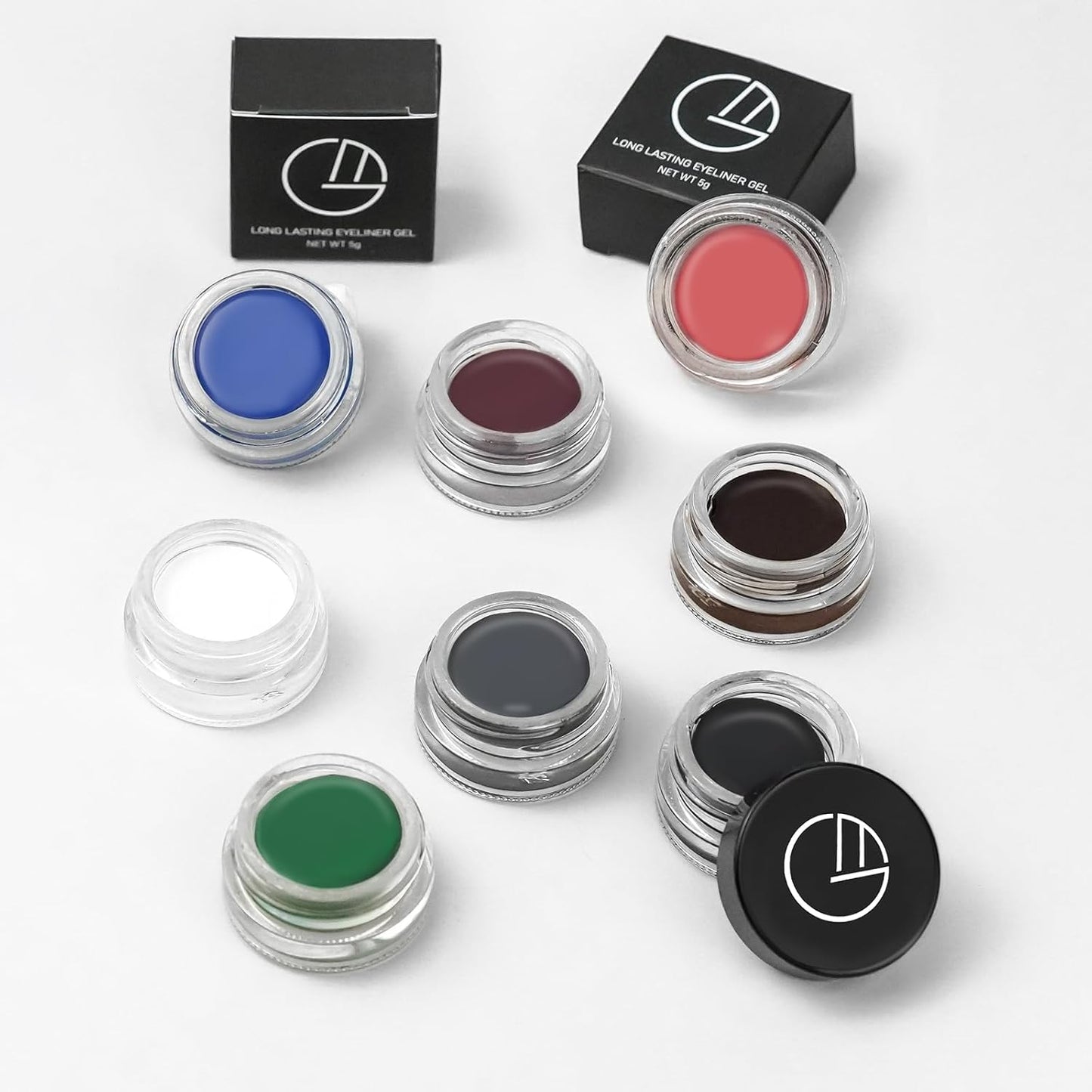 Eyeliner Gel Set,Long Lasting Waterproof With 5.51 IN Long Eyeliner Brush,High-Intensity Pigments Smudge-Proof Eye Liner Makeup Creamy Gel 5G-Purple Red