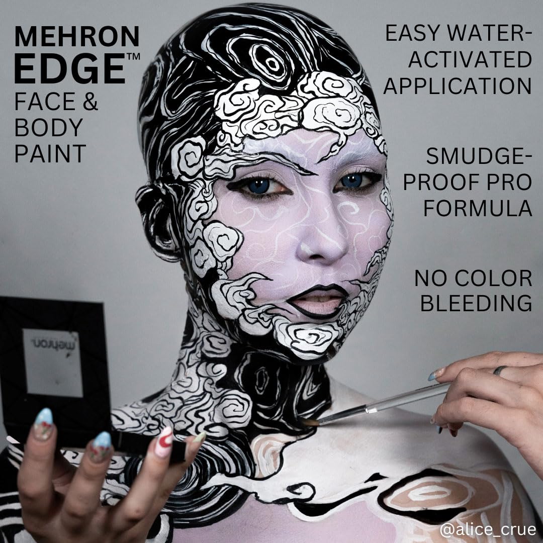 Mehron EDGE Face & Body Paint| Professional Water-Activated Face Paint Makeup | Made in the USA | For Cosplay, Halloween, & SFX (Black)