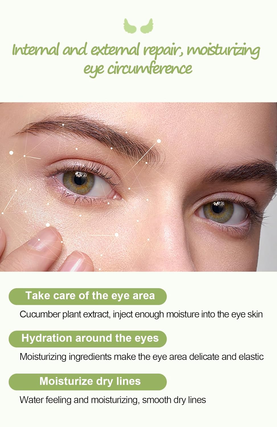 12Pcs Under Eye Patches for Dark Circle, Cucumber Moisturizing Eye Mask Hyaluronic Acid Eye Mask, Cooling Crystal Angle Wings Eye Mask, Hrydrate & Moisture Gel Under Eye Treatment Skin Care Products (Cucumber )