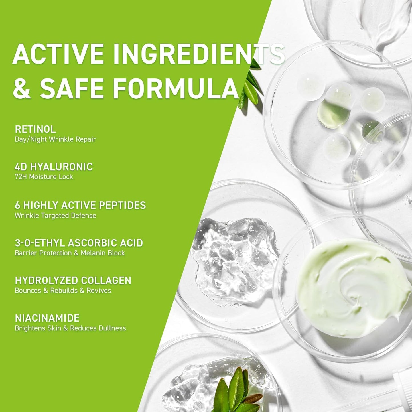 Anti-Wrinkle Retinol Serum for Face: Anti Aging Firming Skin Treatment with Hyaluronic Acid & Collagen - Deep Hydration Facial Care for Women Over 30，Daily & Night Use, 1.0 fl.oz