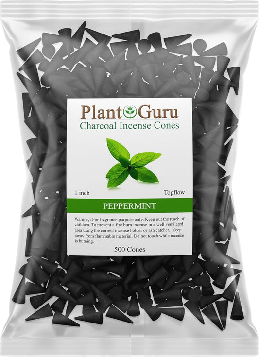 Peppermint Charcoal Incense Cones 1" TOPFLOW - 500 Pack Bulk - Natural Scented Cones Handmade Hand Dipped