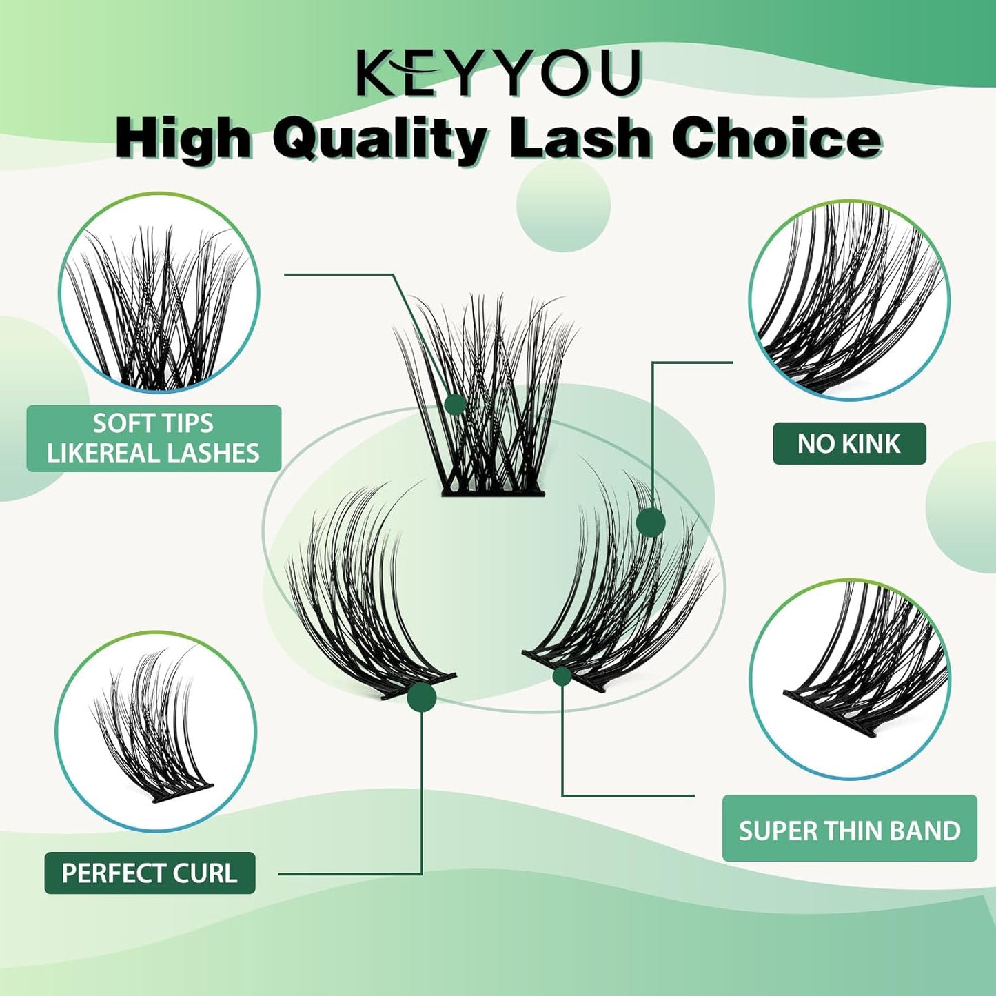 Lash Clusters 96pcs Individual Lashes D Curl 12mm Eyelash Clusters KEYYOU Volume Wispy Lash Extension Soft&Comfortable Easy DIY at Home(Y08,D-12mm)