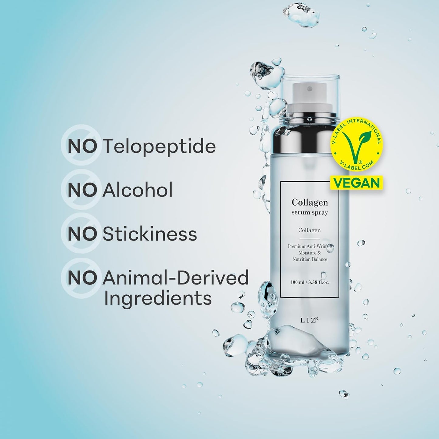 LIZK Collagen Serum Spray for Face 100ml (3.38 fl.oz) Glass Skin,easy to use, sparying at first step in skincare,body care, moisture mist, korea cosmetics