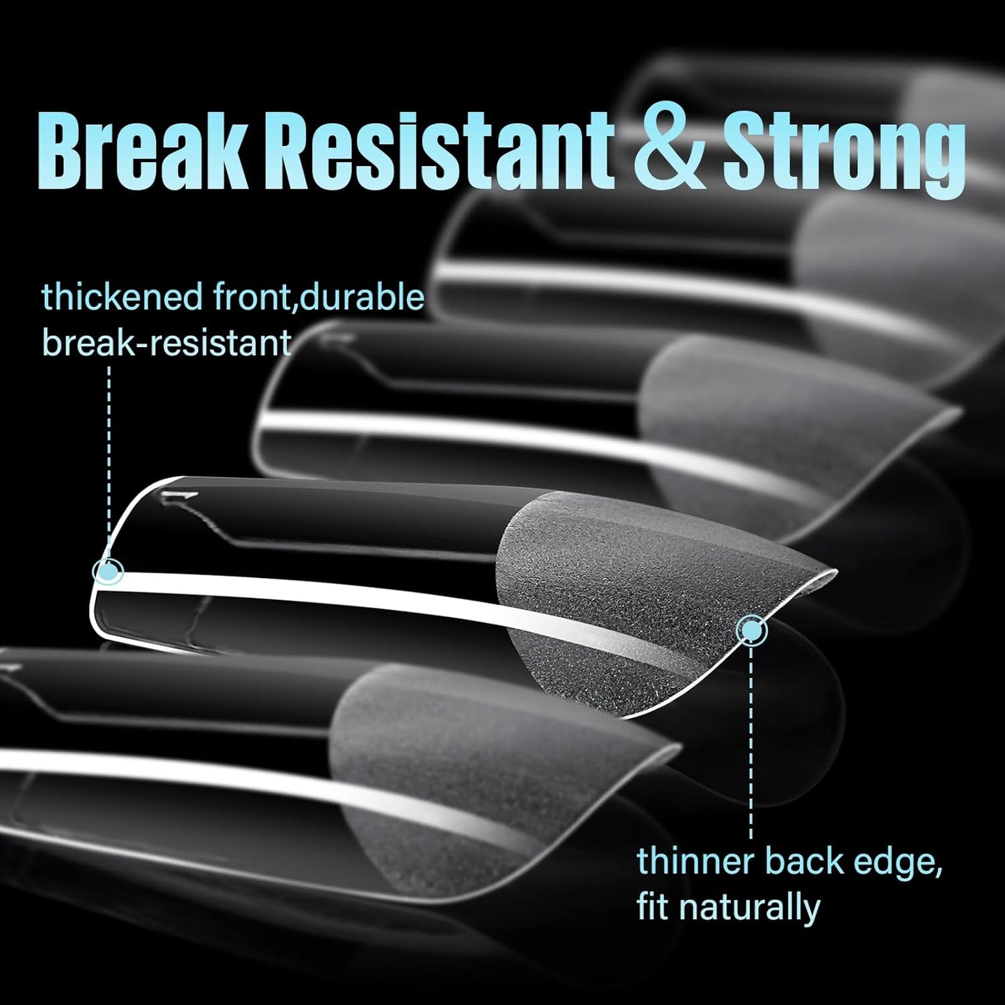 TOMICCA Medium Square Nail Tips, 240Pcs Soft Acrylic Nail Tips Pre-Shaped Half Matte Fake Clear Gelly Tips, Press on Acrylic Nails for Nail Extension DIY Nail Salon 12 Sizes