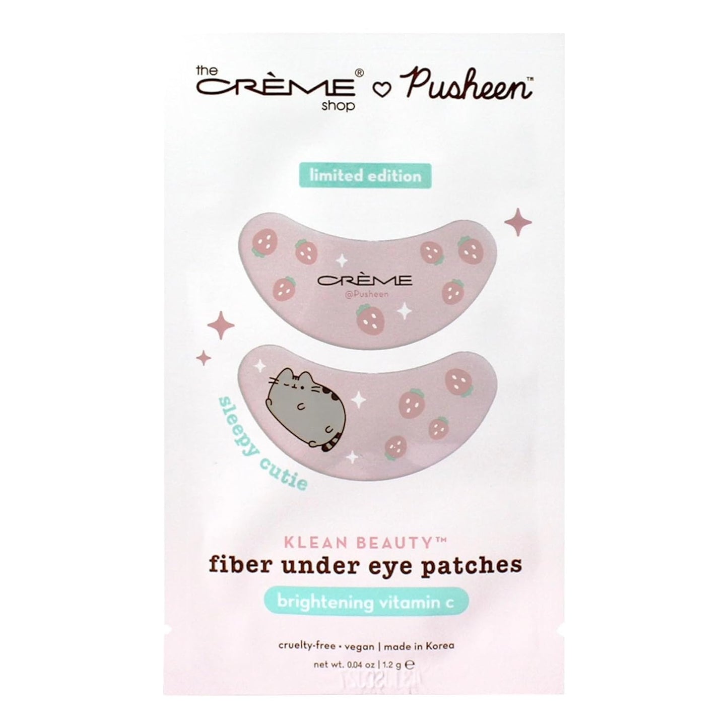 The Crème Shop X PUSHEEN KLEAN BEAUTY™ Fiber Under Eye Patches | Vitamin C Infused for Brightening | Cooling & Moisturizing | Set of 3 Pairs | Vegan & Cruelty-Free (Set of 3)