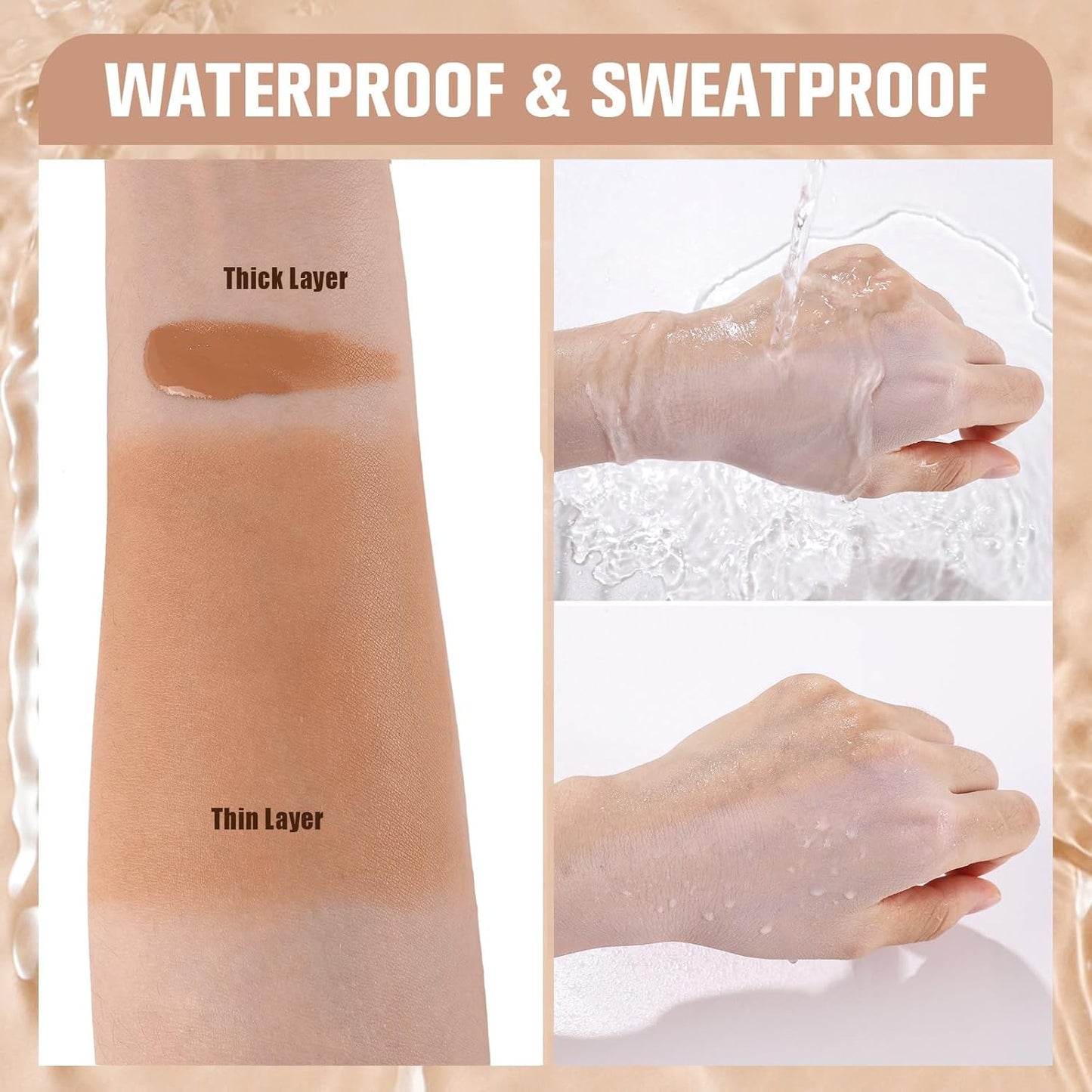 UCANBE Matte Liquid Foundation Makeup, Medium to Full Coverage Waterproof Longwear Serum Cream Foundation for Combination & Oily Mature Skin, Lightweight Hydrating & Nourishing, Classic Tan, 1 fl. oz.