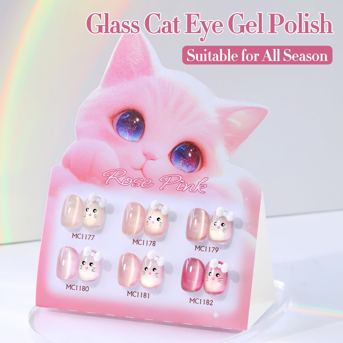 Double Rhythm 0.5 Oz Cat Eye Gel Polish with Magnet Same Color Same Bottle Holographic Glitter Shimmer Translucent Color Salon 15 ML Magnetic Nail Art (Glass Plum-MC1180)