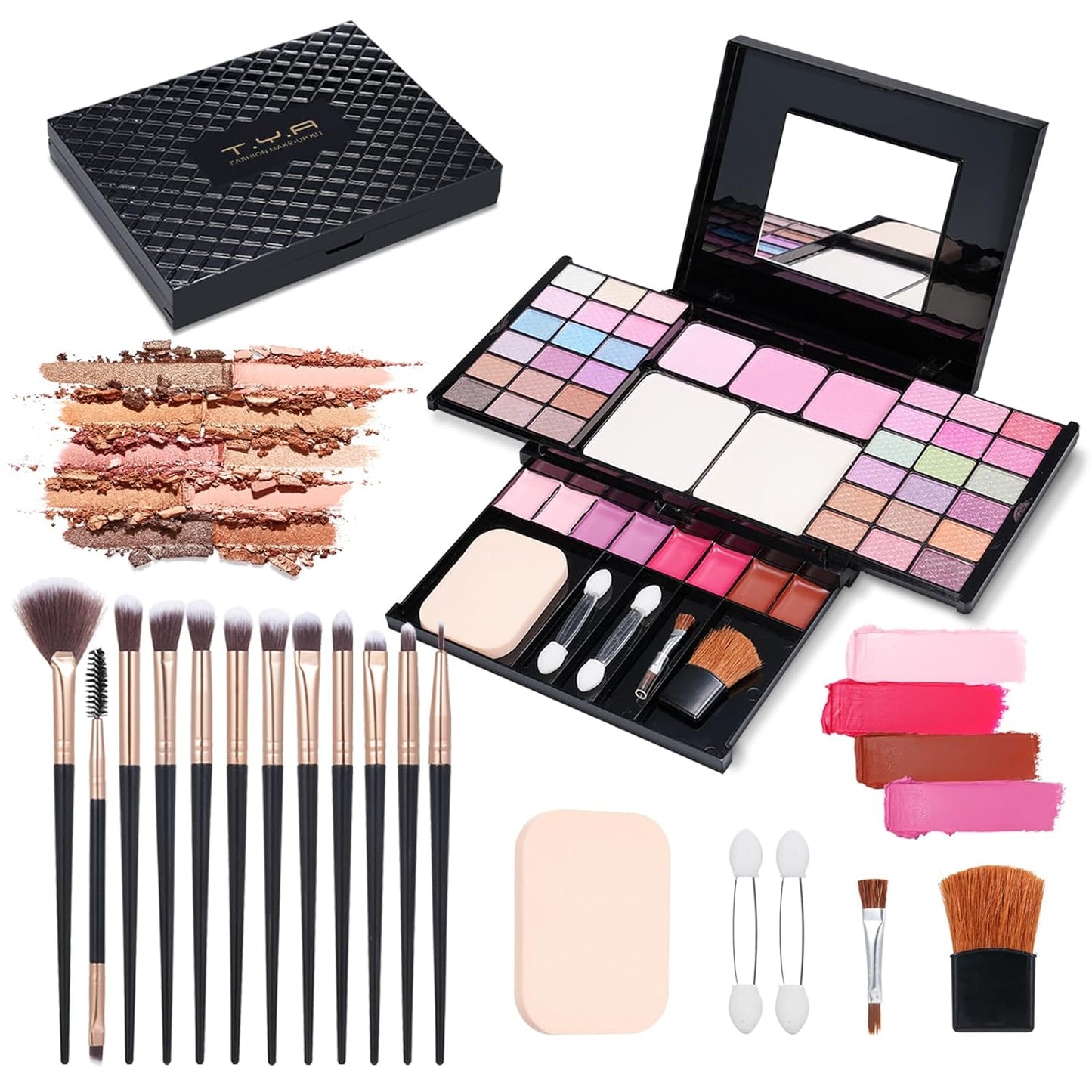 Makeup Kit Eyeshadow Palette for Women Full Gift Kit Girl Kids 49 Colors Makeup Set Combination Eyeshadow Palette with 12pcs Makeup Brushes