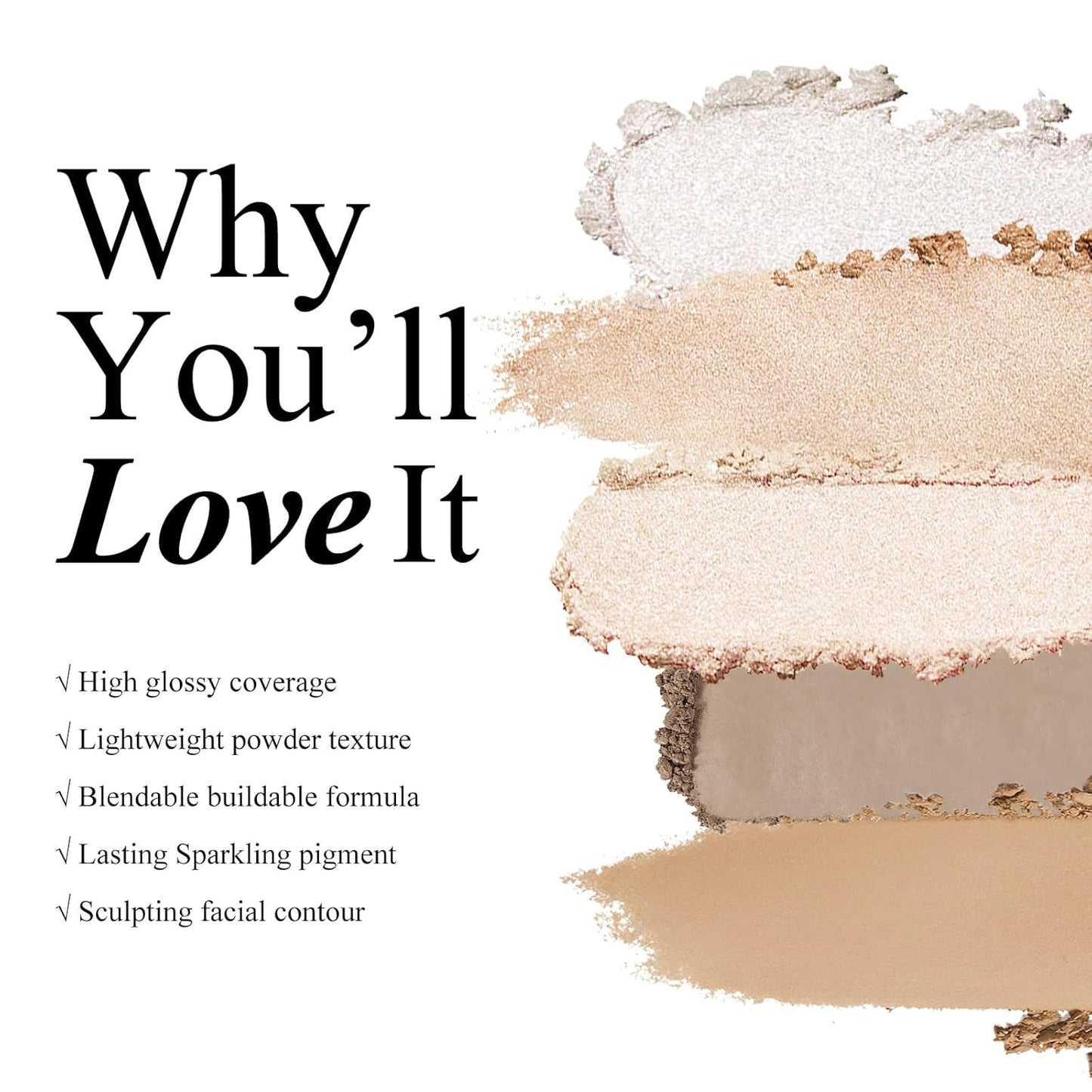 KYDA Face Sculpting Contour Palette, Smooth Matte Contour Pressed Powder, Ultra-fine Lightweight, Easy to Blend, Multiuse Baked Contour Makeup-TAUPE