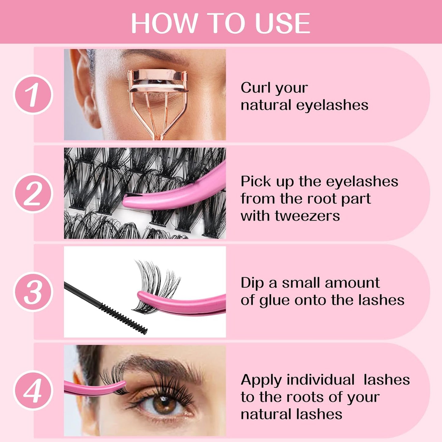 280 Pcs Individual Lashes 60D+80D Mixed 0.05 Lash Clusters 14 Rows that Look Like Eyelash Extensions DIY Lash Extension Self Application At Home (60+80-D-9-16mix)