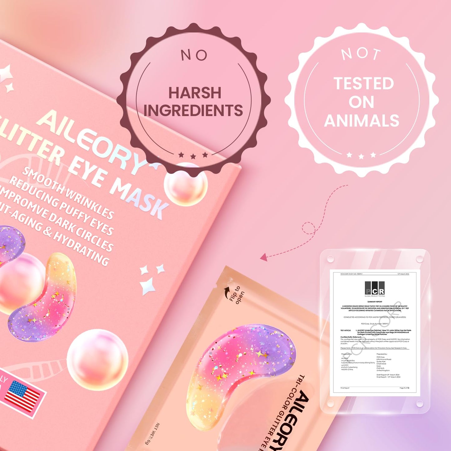 Under Eye Patches (24 Pairs)-New Tri-color Glitter Eye Gel Pads for Dark Circles Puffy Eyes,Under eye Bags,Wrinkles|Natural Collagen Under Eye Mask Patches for Women Teen