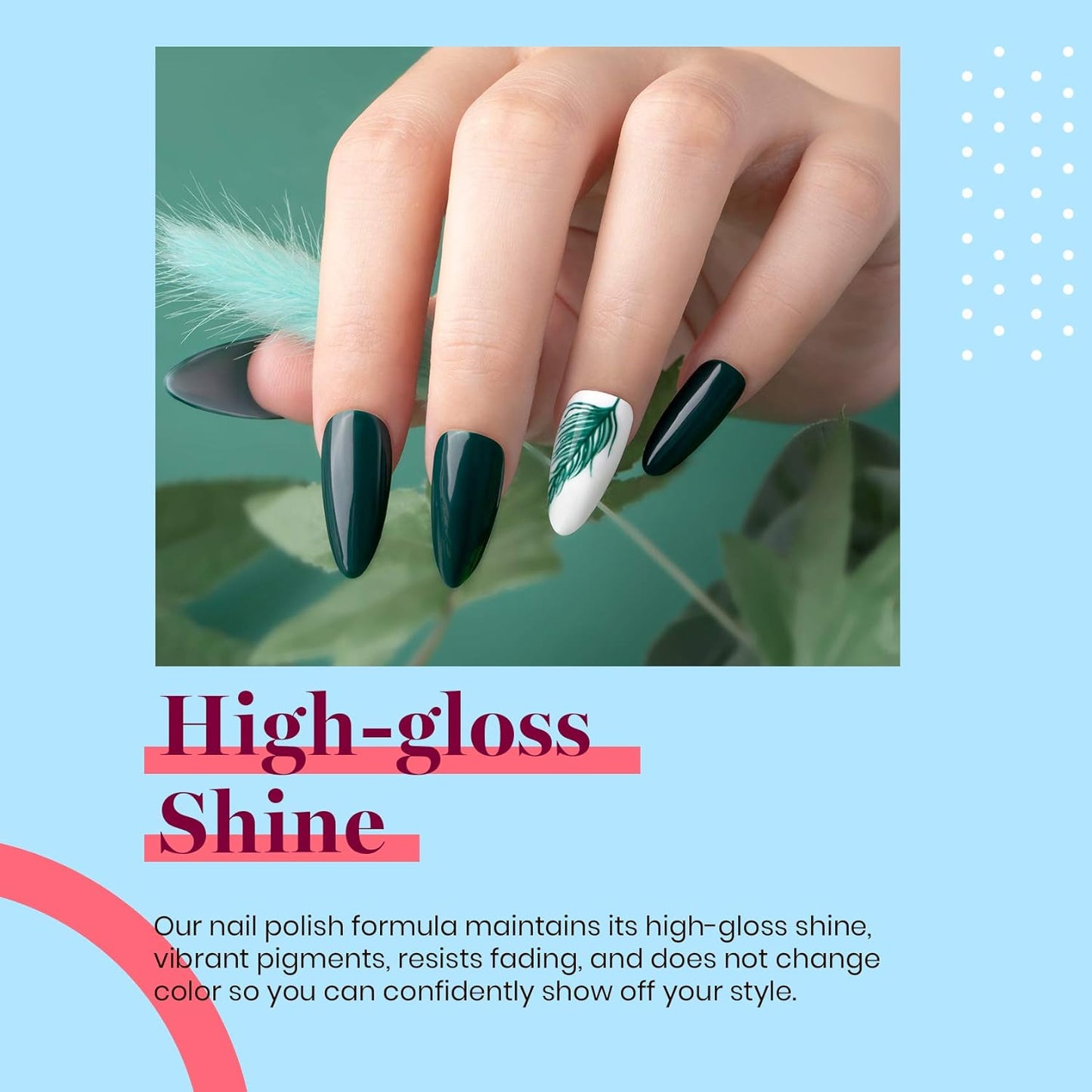 Beetles Green Gel Nail Polish, 15ML 0.51OZ Dark Green Color Soak Off UV Nail Lamp Forest Color Gel Polish Manicure Salon DIY Nail Art Design Decoration at Home Gift for Women