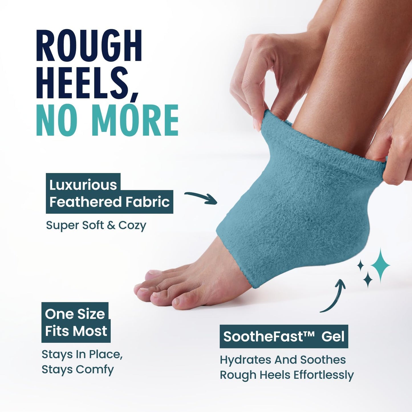 Dr. Frederick's Original Moisturizing Fuzzy Heel Socks - 2 Pairs - Cozy Gel-Lined Sleep Socks for Women & Men - Soothes Dry, Cracked Feet - Heel Repair - Teal Tranquility