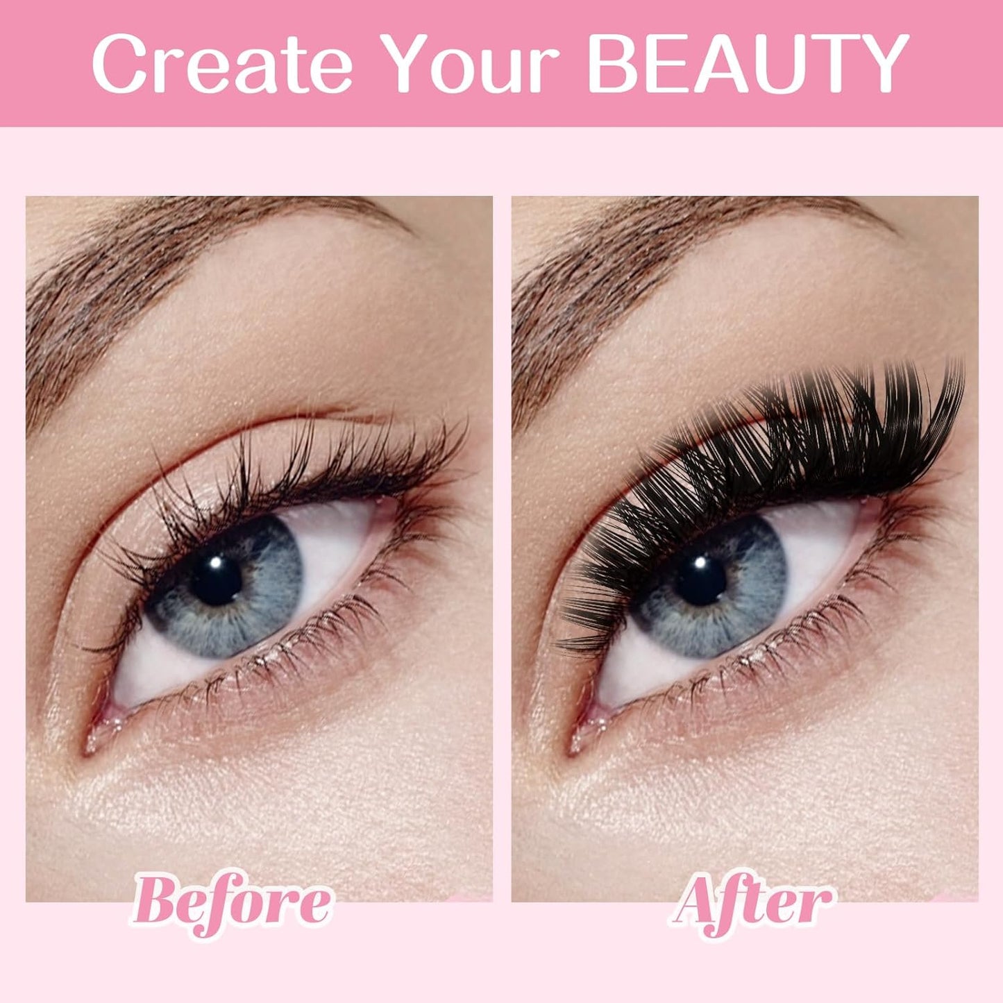 280 Pcs Individual Lashes 60D+80D Mixed 0.05 Lash Clusters 14 Rows that Look Like Eyelash Extensions DIY Lash Extension Self Application At Home (60+80-C-9-16mix)