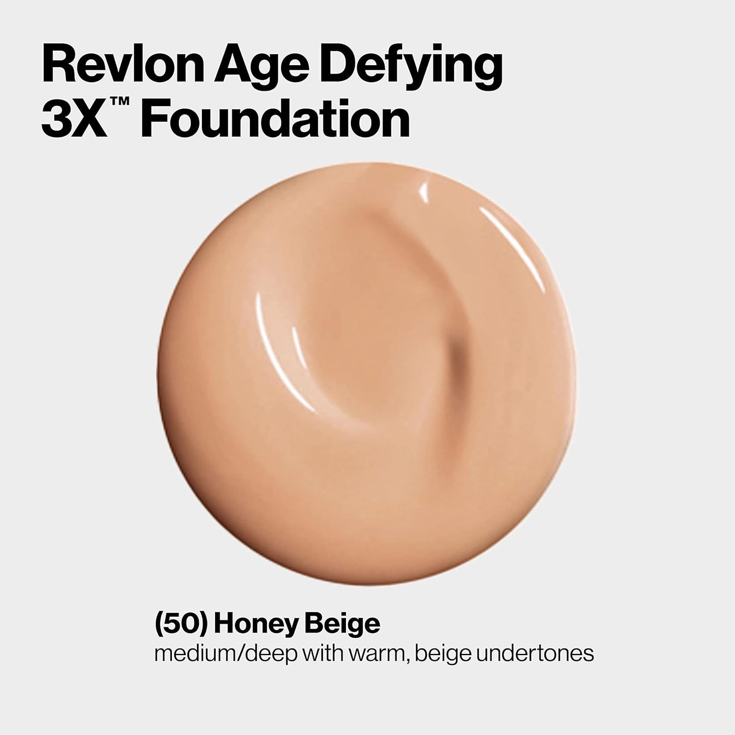 Revlon Liquid Foundation, Age Defying 3XFace Makeup, Anti-Aging and Firming Formula, SPF 30, Longwear Medium Buildable Coverage with Natural Finish, 050 Honey Beige, 1 Fl Oz
