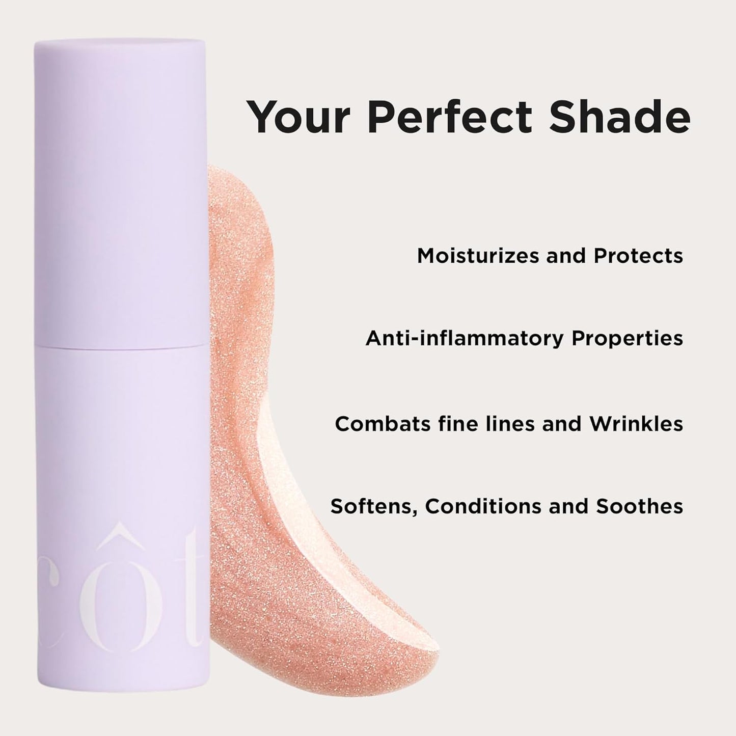 Côte Euphoria Peptide Lip Shine – Shimmery Sheer Nude Lip Gloss for Hydration & Shine – Vegan, Cruelty-Free, Anti-Aging with Shea Butter & Hyaluronic Acid – Long-Lasting, Smooth, Moisturizing Gloss