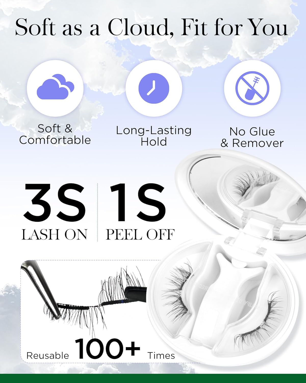 BEYELIAN Portable Magnetic Eyelashes with Applicator All-In-One Box,Upgrade Soft Magnetic Lashes Natural Look, Reusable No Glue Needed Fale Eyelashes for Eye (Lightweight & Comfortable)