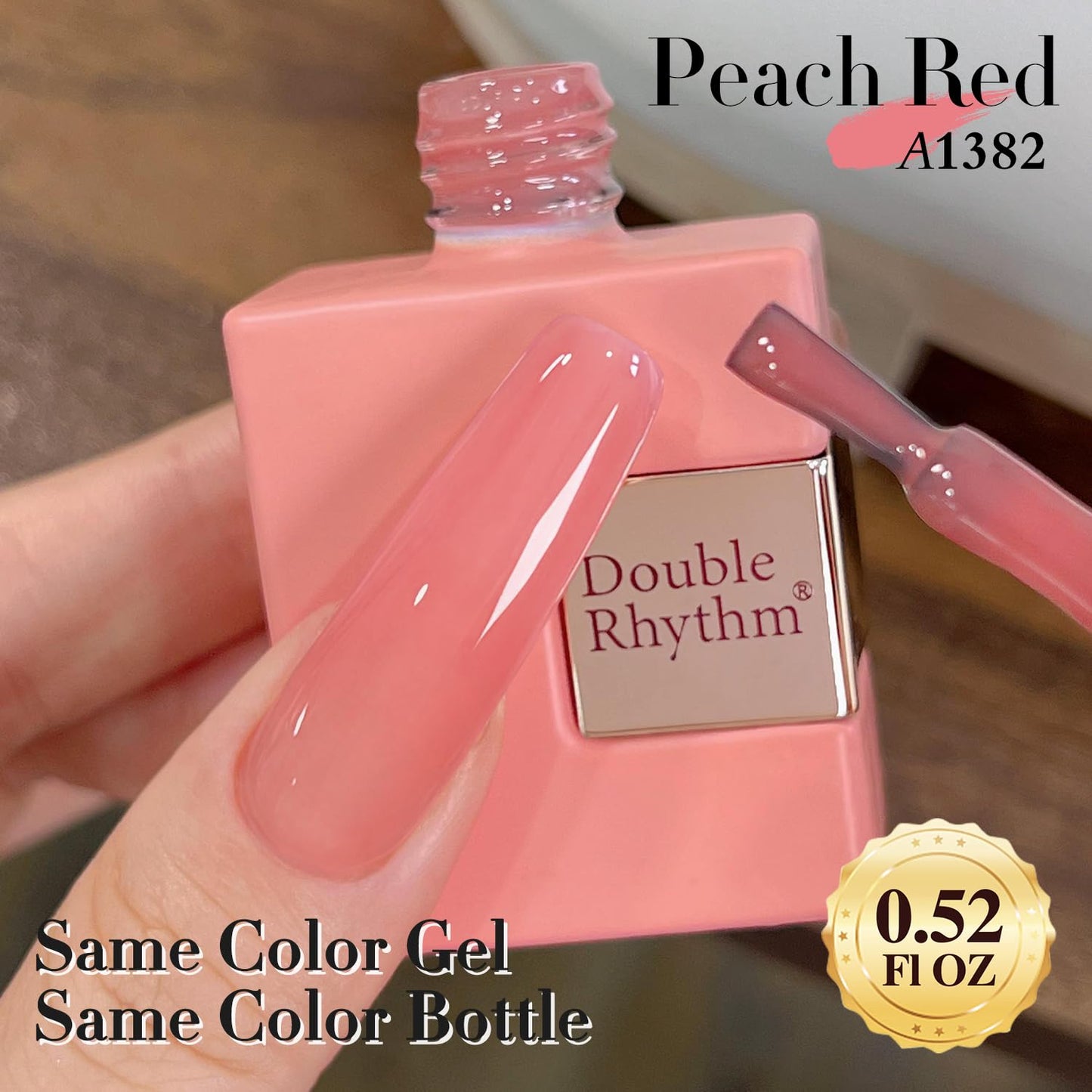 Double Rhythm 0.5Oz Translucent Gel Polish Sheer Neutral Natural Light Milky Same Color Same Bottle 15ML Jelly Gel Polish Art DIY at Home (Pink Rose-A1382)