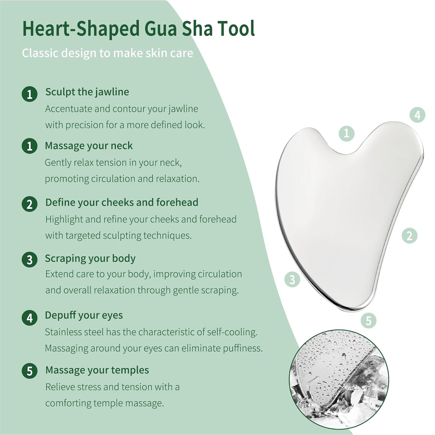 3pcs Stainless Steel Gua Sha Facial Tools & Eye Cream Applicator Metal GuaSha Set for Face Body, Detailer Gua Sha Lymphatic Drainage Massager,Guasha Face Sculpting Tool