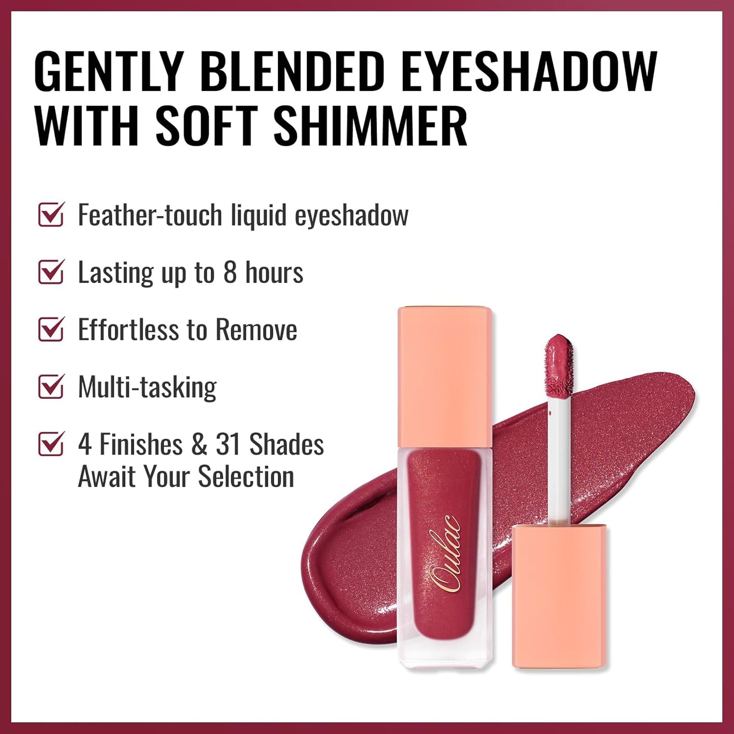 Oulac Matte Eyeshadow Red Liquid Eyeshadow Liquid Eyeliner| Available in 32 Colors Shimmer＆Metallic＆Matte Eyeshadows|One-Swipe Coverage Long Lasting & Blendable Eye Makeup, Vegan & Cruelty-Free SA08