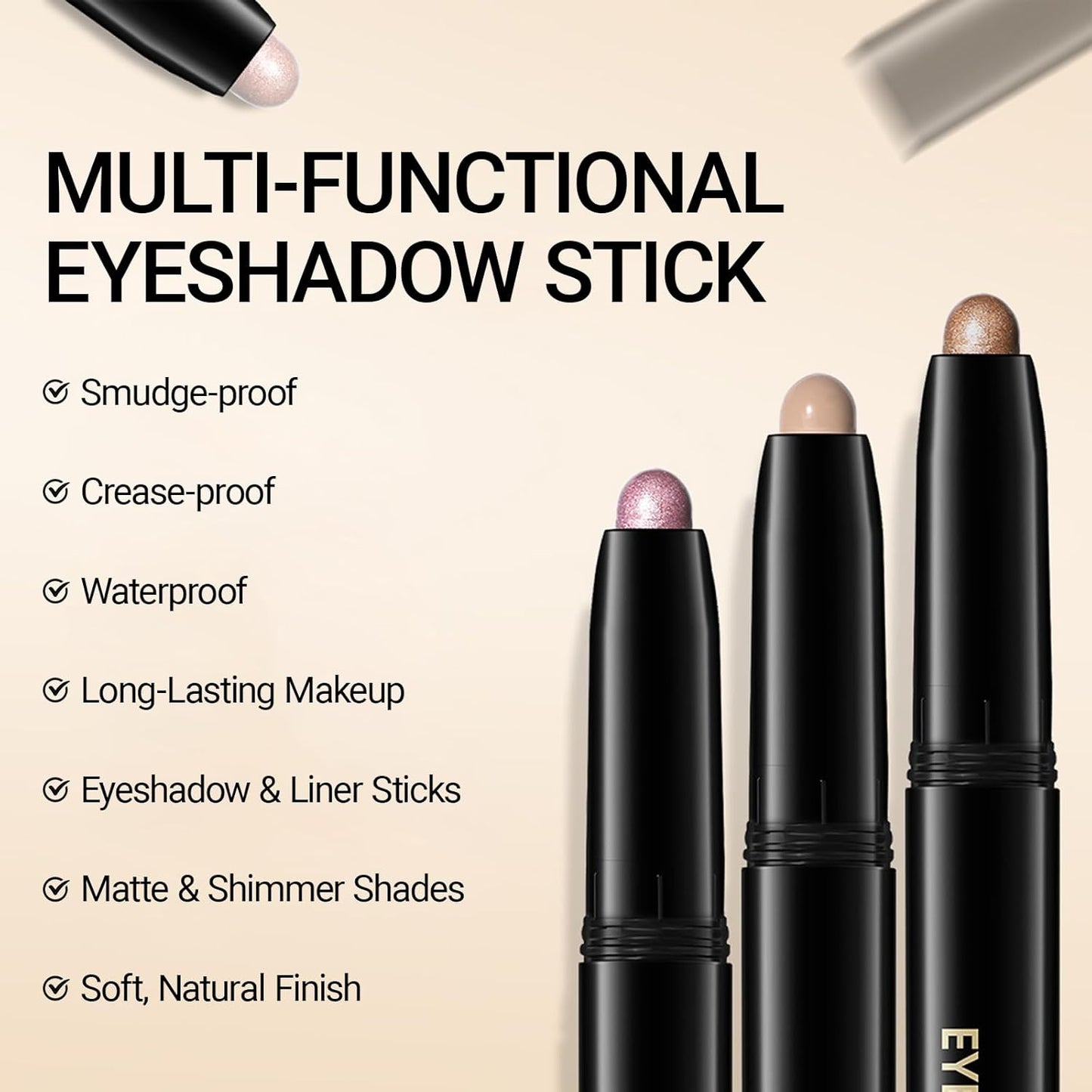 Erinde Waterproof Eyeshadow Stick, Cream Eye Shadow Stick, Long-Lasting, Crease-Proof, Cream to Powder Buildable & Blendable Eye Shadow Pencils Crayon, Vegan & Cruelty-Free, 11 Nude Beige