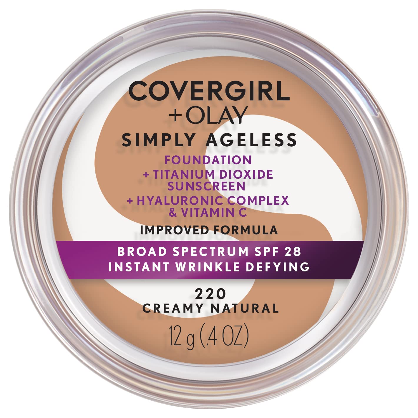COVERGIRL & Olay Simply Ageless Instant Wrinkle-Defying Foundation, Creamy Natural 0.44 Fl Oz (Pack of 1) & Classic Color Blush Soft Mink, Long Lasting Glowing, 0.27 fl oz,Pink Blush