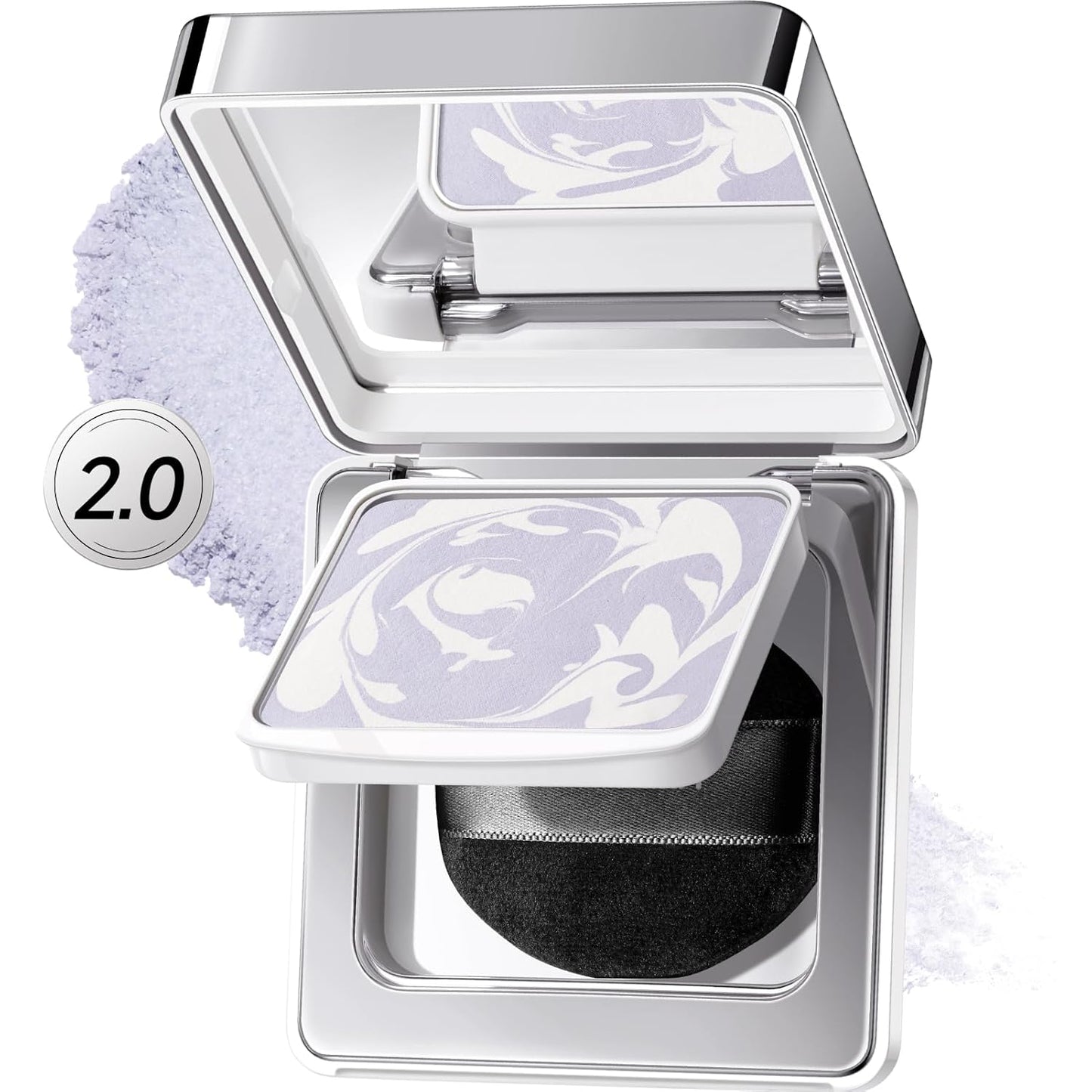 2.0 Black Magnet Soft Focus Powder, Waterproof Translucent Pressed Setting Powder, 24H Longlasting Talc-Free Face Powder, Oil Control Compact Makeup,03 Blue Purple For Sensitive Skin, 0.28Oz
