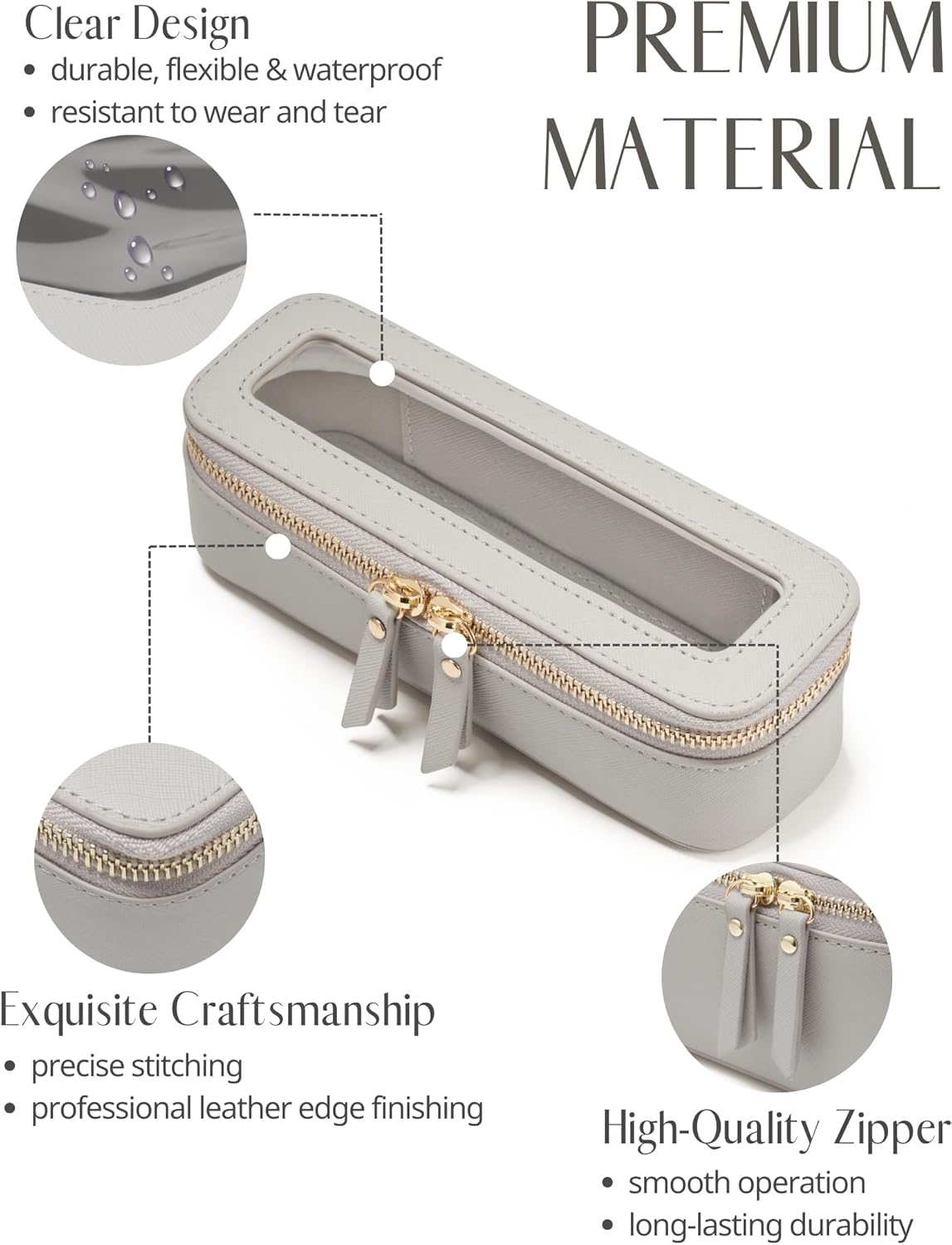 Popvibe Clear Makeup Bag Travel Cosmetic Case Transparent Toiletry Bag with Zipper, Portable Make Up Organizer Traveling Compact Car Bag for Essentials