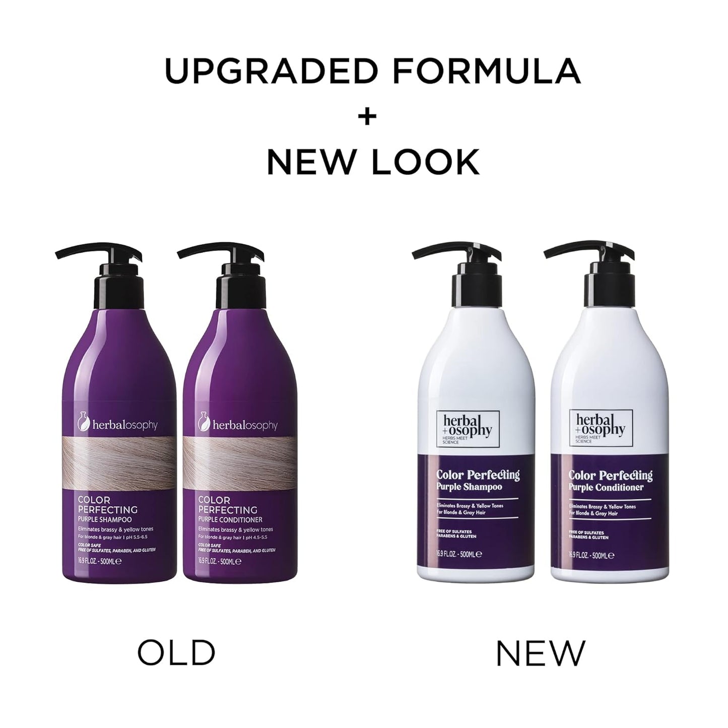 Purple Shampoo & Conditioner Set for Blonde Gray Hair, Eliminates Brassy and Yellow Tones, Infused with Cocos Nucifera Oil, Free of Sulfate, Parabens and Gluten, 2 x 16.9 Fl Oz
