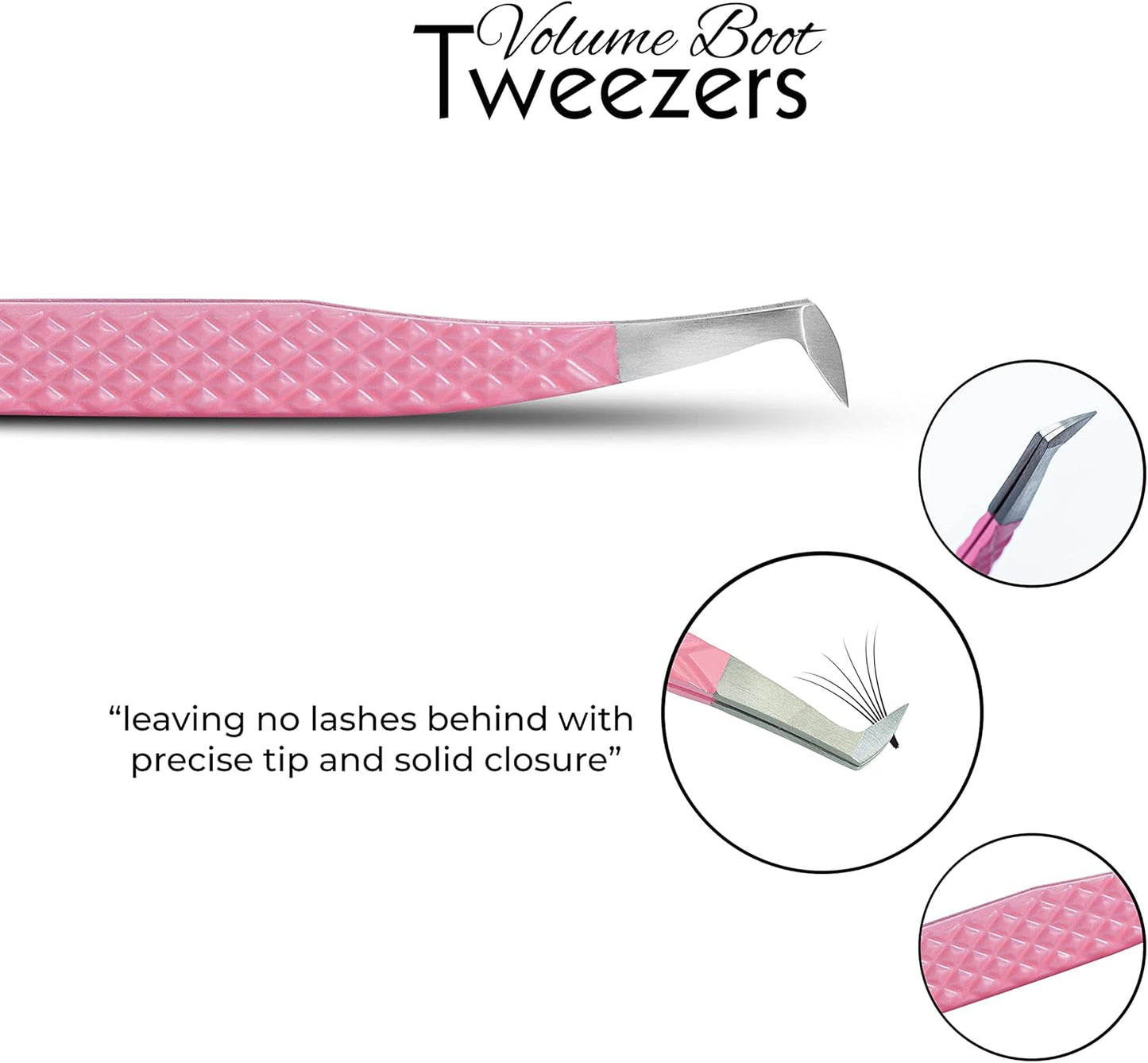 SIVOTE Lash Tweezers for Eyelash Extensions, Set of 3 - Volume, Volume Boot, Slim 90 Degree Tweezers with Fiber Tips in Pastel Colors, Ideal for Mega, Volume & Russian Lashes - Includes Leather Pouch