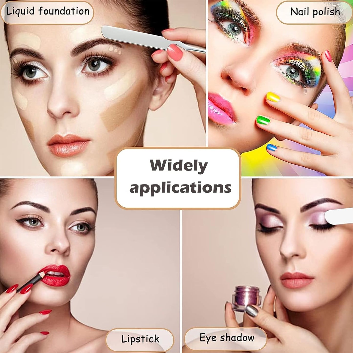 Picasso Makeup Spatula and Palette Set, Korean Makeup Spatula with Leather Cover, Stainless Steel Makeup Palette with Scraper Tool, Metal Foundation Palette for Cosmetic Pigment Blending（SS）