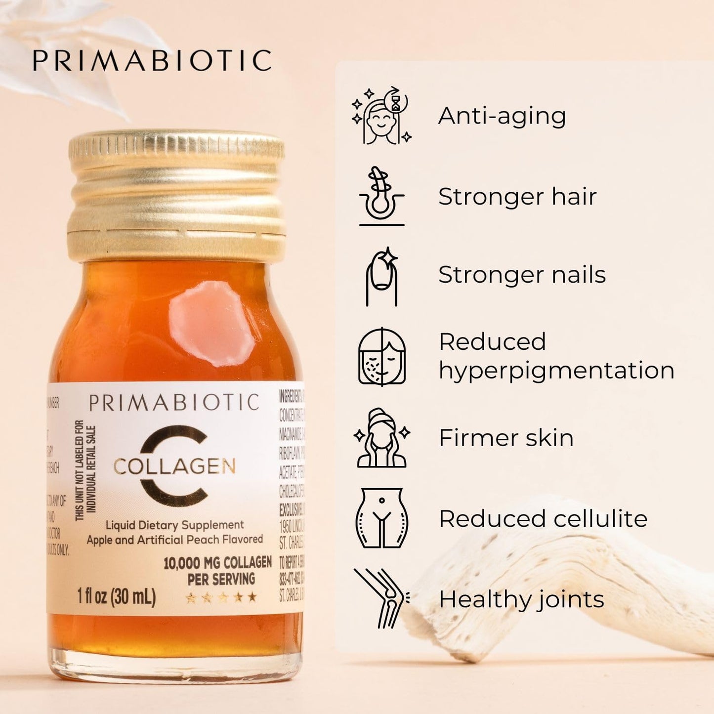 Liquid Collagen - High Collagen Content [10,000 Mg] Per Serving - Hydrolyzed Collagen and 12 Vitamins - Gluten Free- 450 Ml - Pack of 15 Bottles x 30 Ml