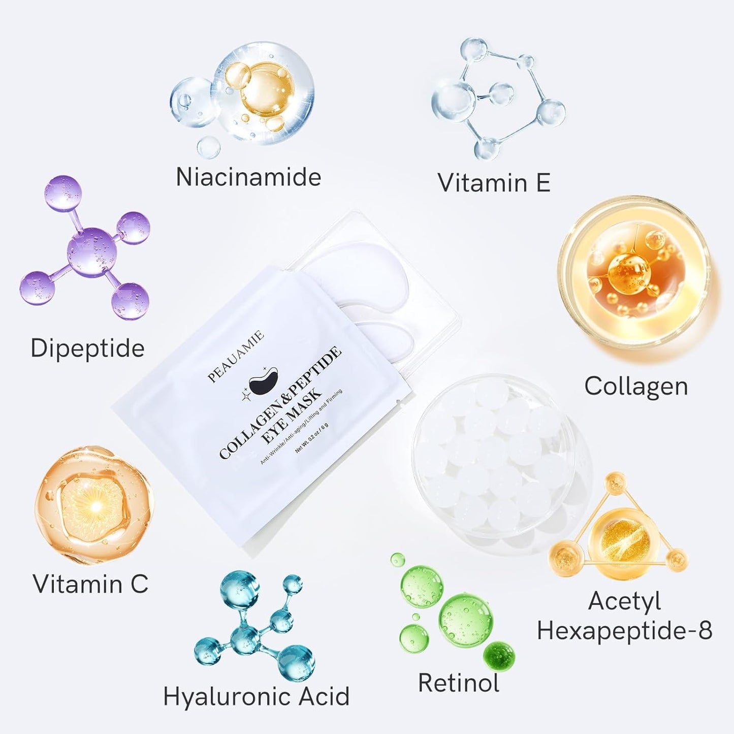 Under Eye Patches with Collagen and Peptide Eye Mask for Dark Circles and Puffiness,Face Mask Skin Care Products 30 Pairs