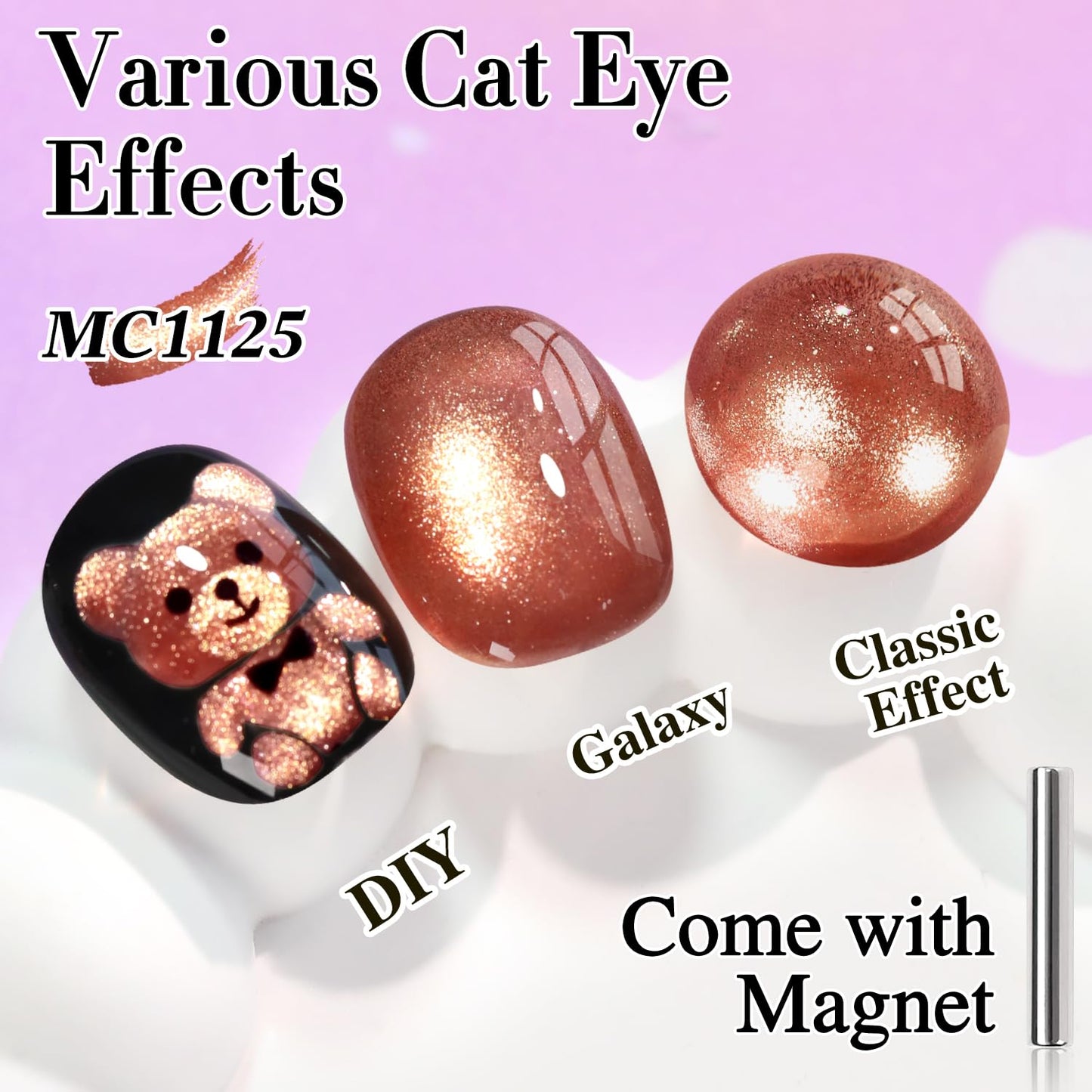 Double Rhythm 15ML Ice Glass Cat Eye Gel Polish with Magnet Holographic Glitter Shimmer Translucent Sheer Color Salon Soak Off Magnetic Nail at Home (Brown Tan-MC1125)