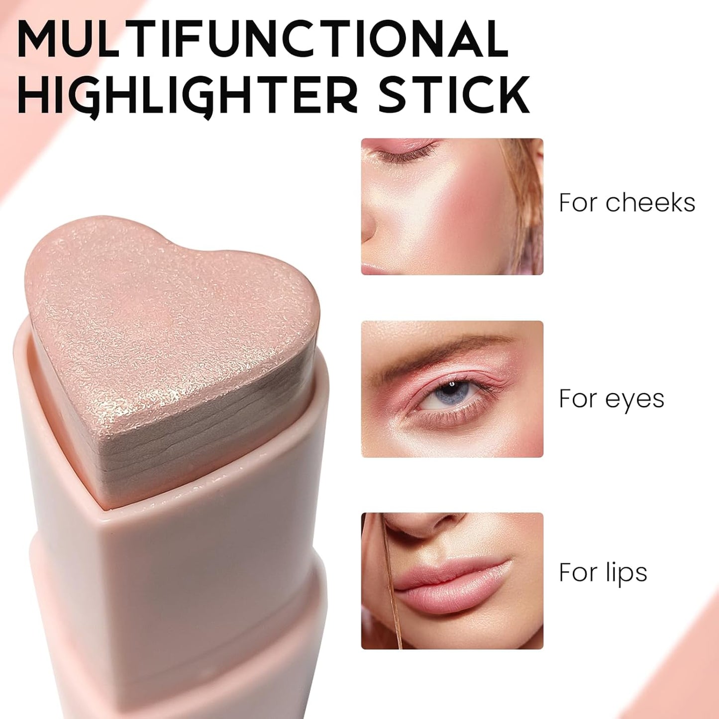 Blush Stick for Cheeks, Cream Blush with Heart-shaped, Blush Face Stick Multi-Use Lip and Cheek Tint, Waterproof Lightweight Easy to Blend Cream Blusher Makeup - Blossom Sakura