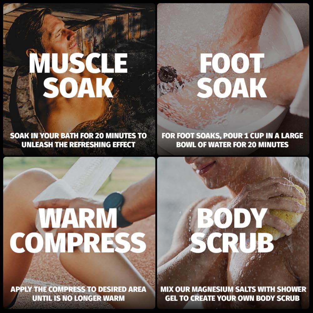 Coach Soak Epsom Salt Bath Soak Alternative - Magnesium Flakes & Mineral Bath Salts with 21 Minerals - Muscle & Joint Support - 3 lb (1 Pack) - Cooling Peppermint