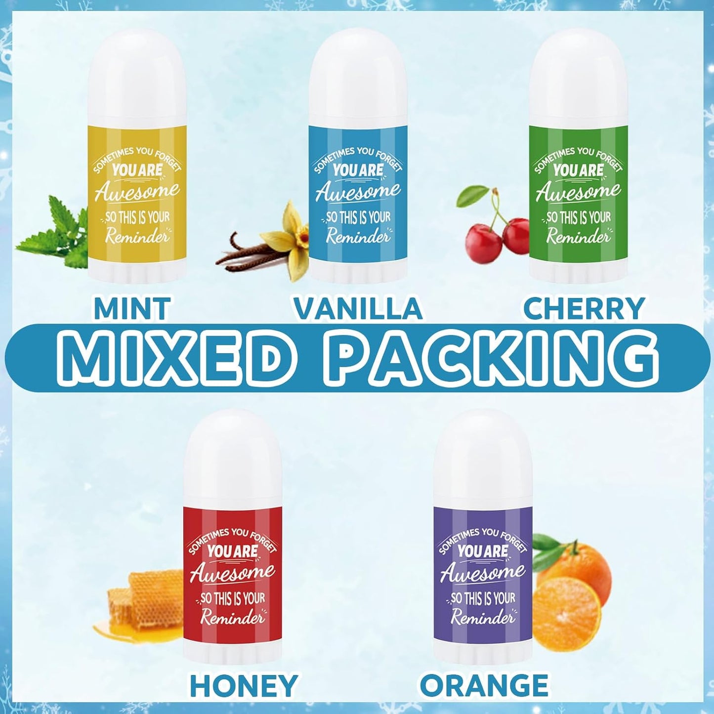 25 Pcs Thank You Gifts Mini Lip Balm Bulk Gifts for Coworkers Inspirational Appreciation Gifts Natural Ingredients Dry Chapped Lip Care Products for Employee Women Teacher, Assorted Flavors